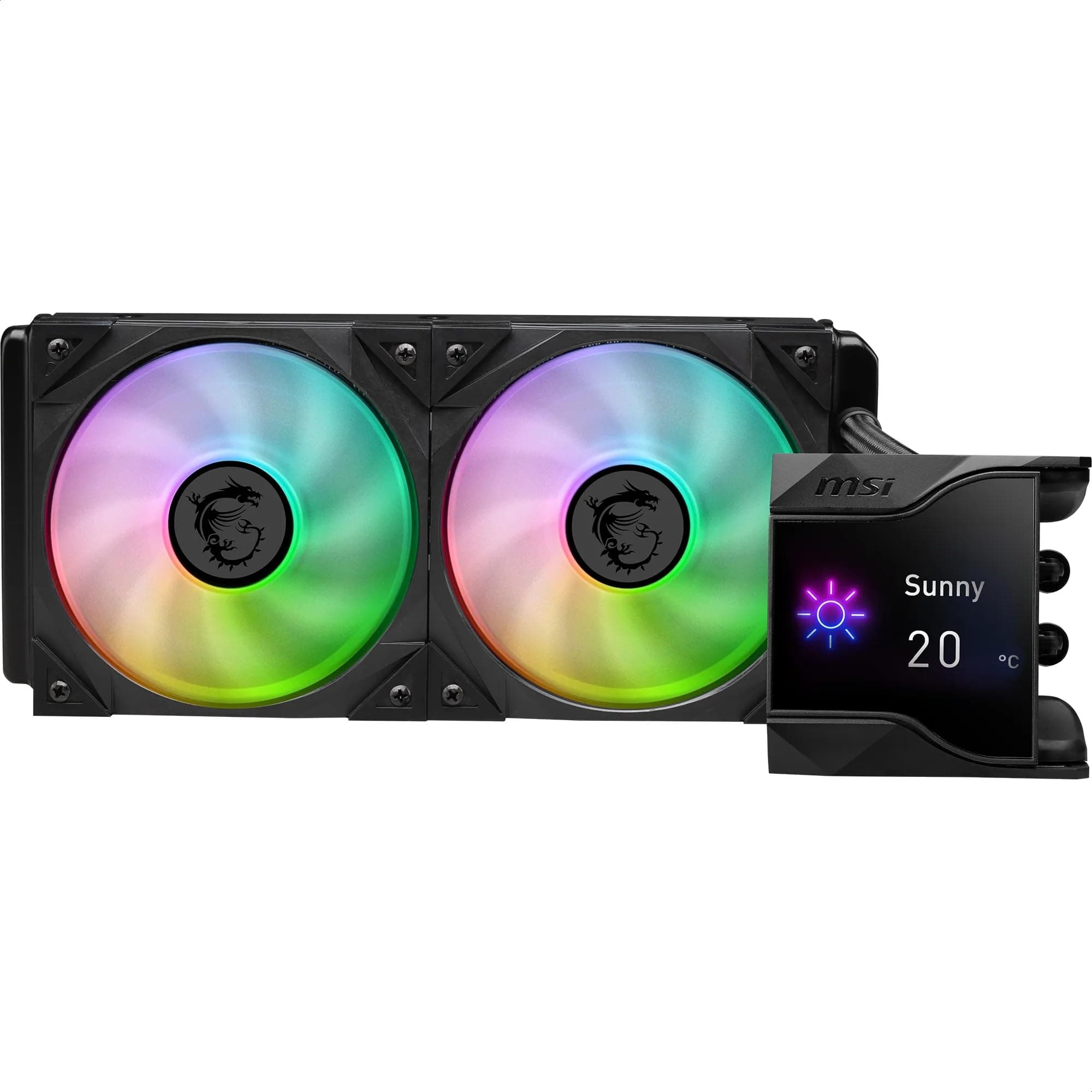 MSI MPG CORELIQUID D240 60-mm-Flüssigkeitskühler-CPU, 2 x 120-mm-ARGB-Lüfter, Verdunstungsschutzschläuche, GI-Kühlung — kompatibel mit AMD- und Intel-Sockeln Bild 2