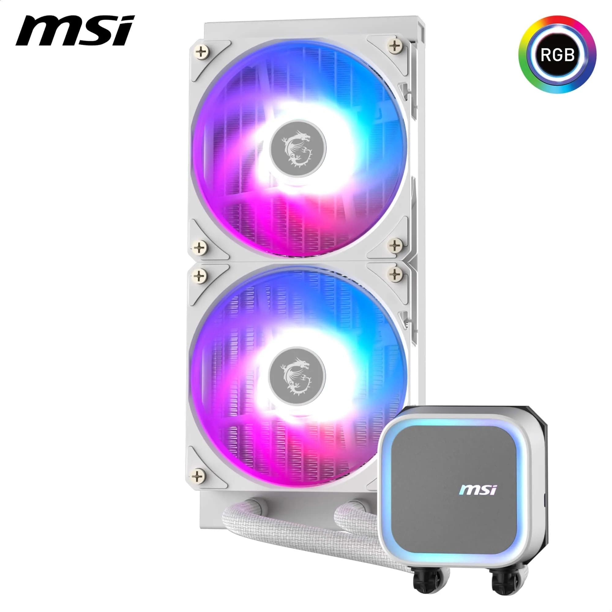 MSI MAG CORELIQUID A13 240 WHITE AIO CPU-Wasserskühler - Volle CPU-Abdeckung, verbessertes Wasserkanal-Design, CycloBlade 7, Split-Flow Radiator, Rifle-Lager Bild 5