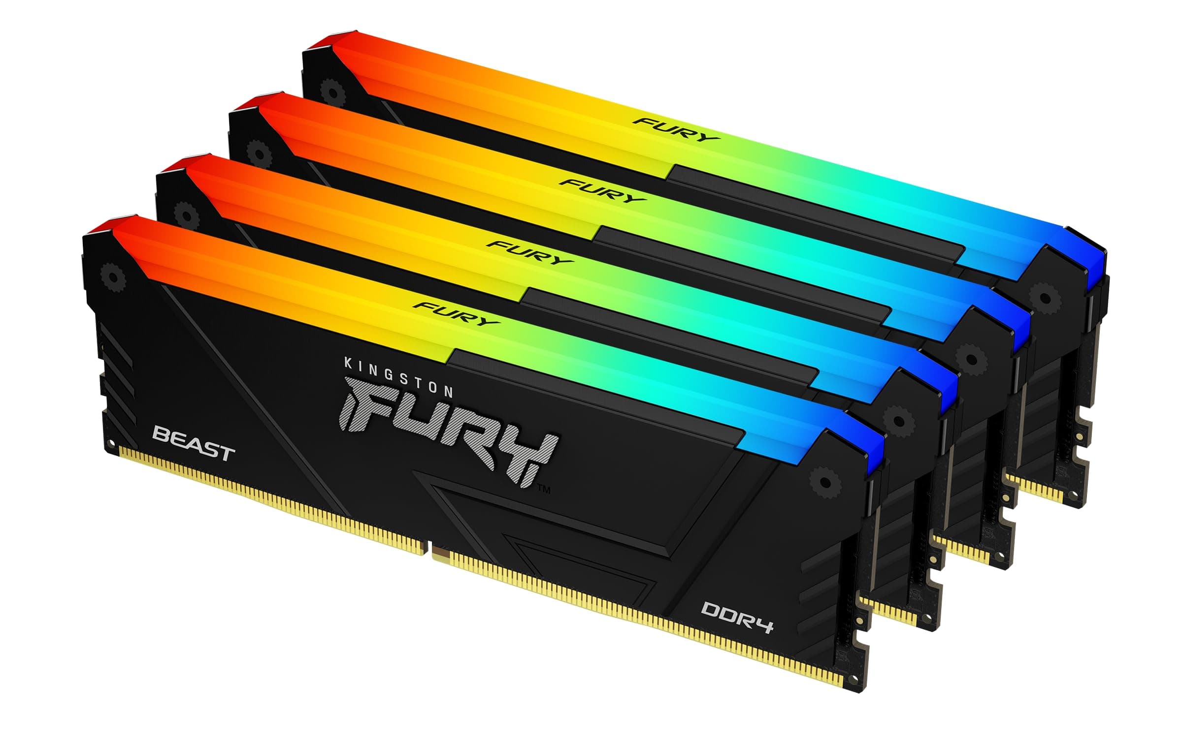 Kingston FURY Beast RGB 64GB 3200MT/s DDR4 CL16 DIMM (Kit mit 4) PC Arbeitsspeicher KF432C16BB12AK4/64 Bild 2