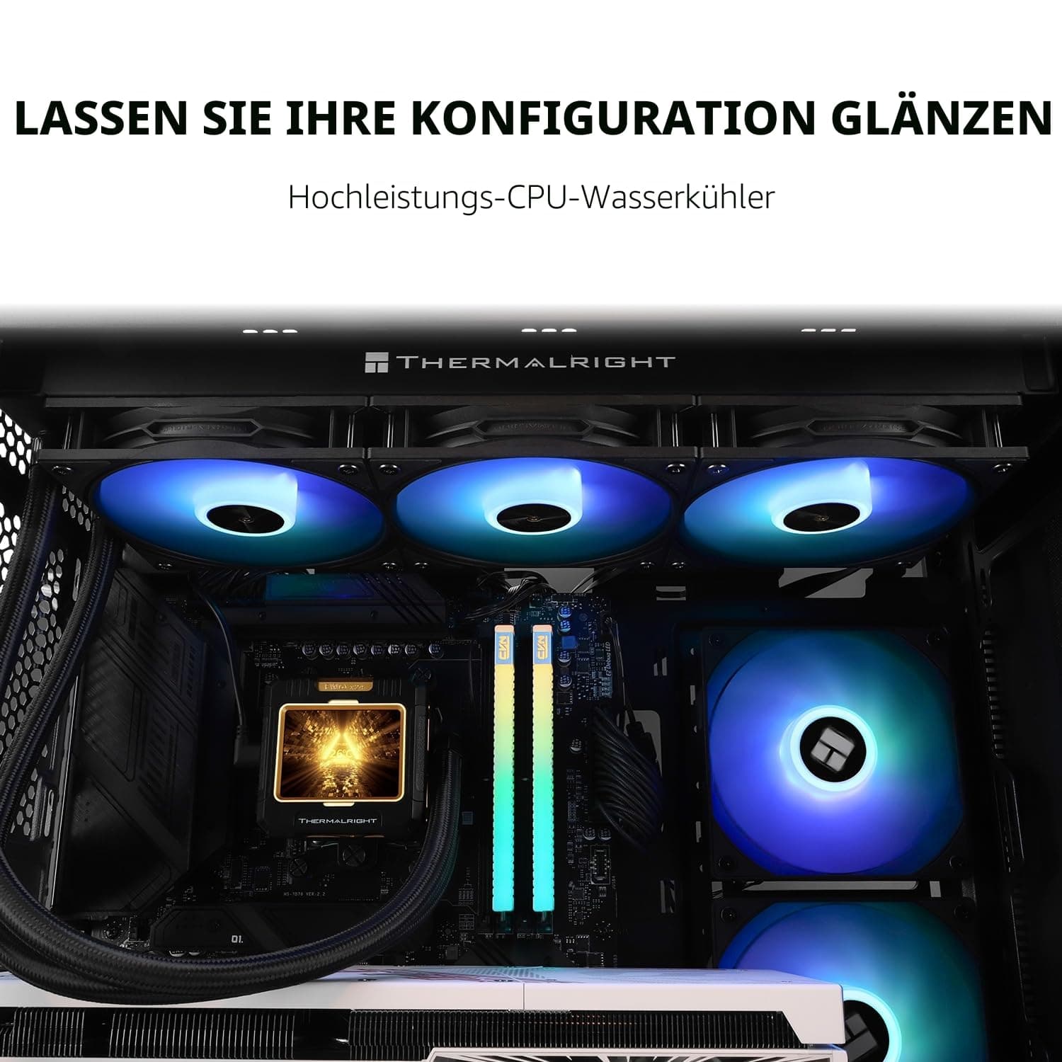 TR FW 360 Schwarz ARGB-360mm AIO CPU Liquid Cooler, IPS LCD Display mit Auflösung 320x240, für AM5/Intel LGA1700, 2,4" Zoll LCD Display Absorbent Magnet für Bilder - Schwarz FW360 BLACK ARGB Bild 3