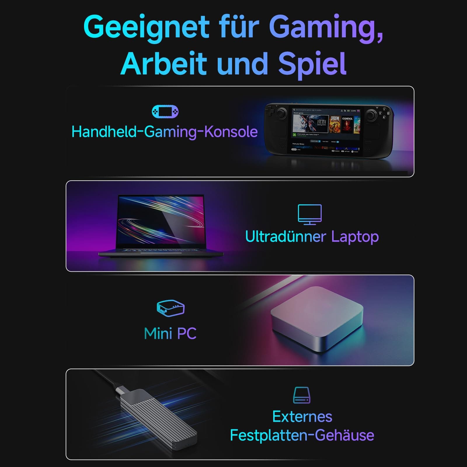 fanxiang S630 SSD 1TB M.2 2230 NVMe PCIe Gen4 Interne SSD Bis zu 5000 MB/s, kompatibel mit Steam Deck, Surface Pro 9 (Intel-Modell) und dünnen Laptops Bild 3