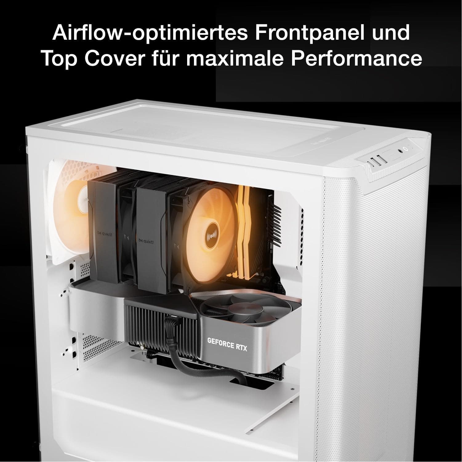 be quiet! Pure Base 501 LX White PC-Gehäuse, 4 vorinstallierte Light Wings PWM-Lüfter, ARGB-Beleuchtung, ARGB-Controller und PWM-Hub, hoher statischer Druck, USB 3.2 Gen. 2 Type C, geräumiges Design Bild 3