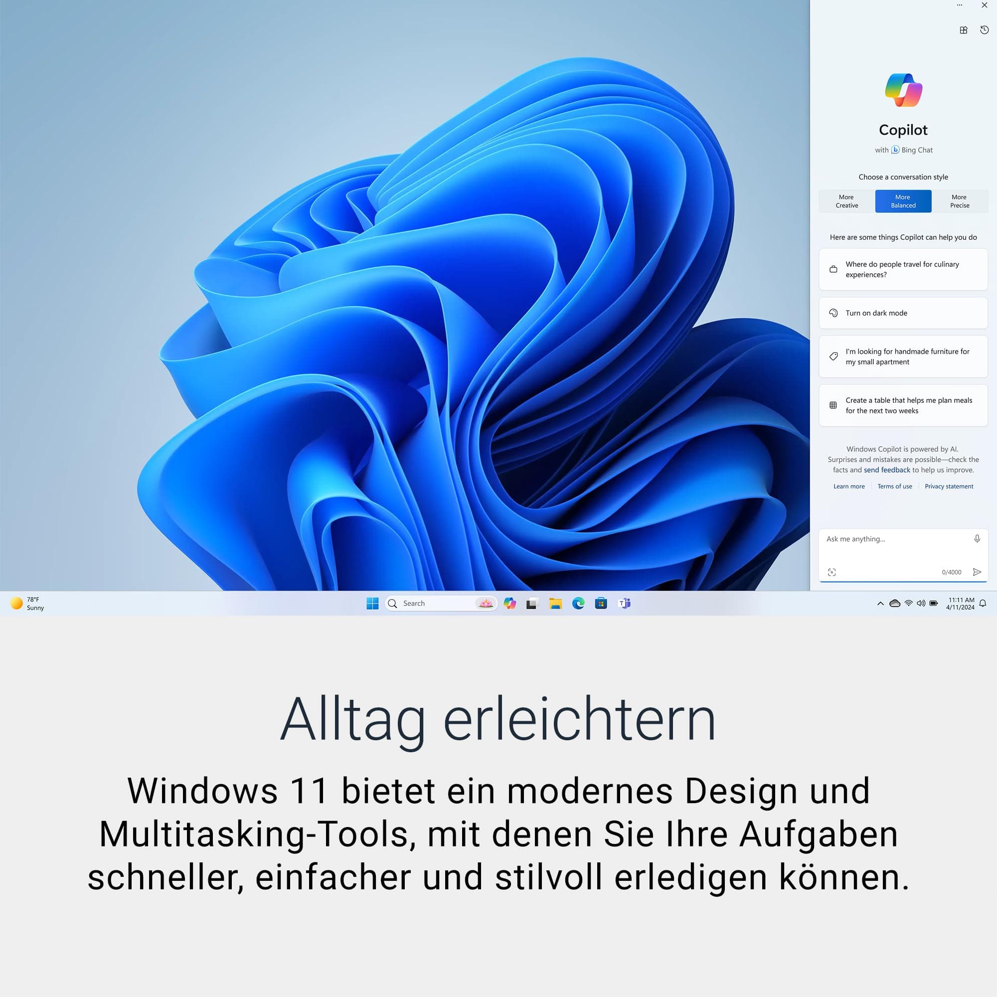 Dell 14 Laptop DC14255 Copilot+ PC 14" 2K (1920×1200) AMD Ryzen 5 220, 16GB RAM, 512GB SSD, AMD Radeon Grafik, QWERTZ Hintergrundbeleuchtete Tastatur, Windows 11 Home, Wi-Fi 6 – Carbon Black Ryzen 5 220 16 GB 512GB SSD Bild 6