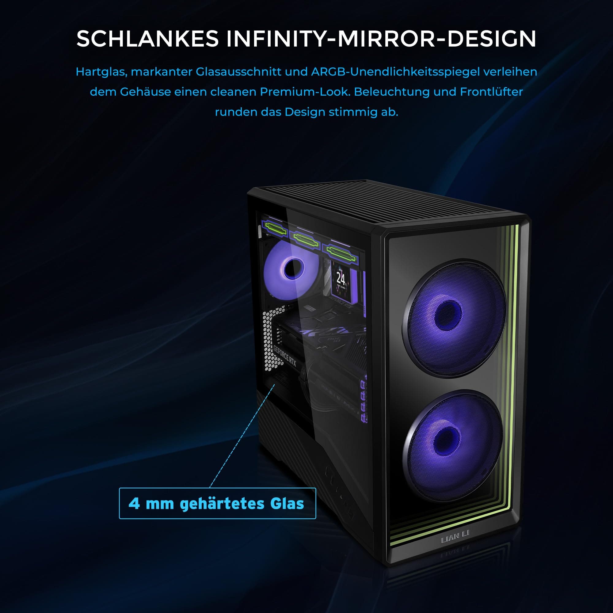 Lian Li Vector V150 PC-Gehäuse Schwarz | Micro-ATX Midi-Tower mit Back Connect, USB-C, Tempered Glass & ARGB Lüftern für Starke Kühlung & cleane Builds Bild 7