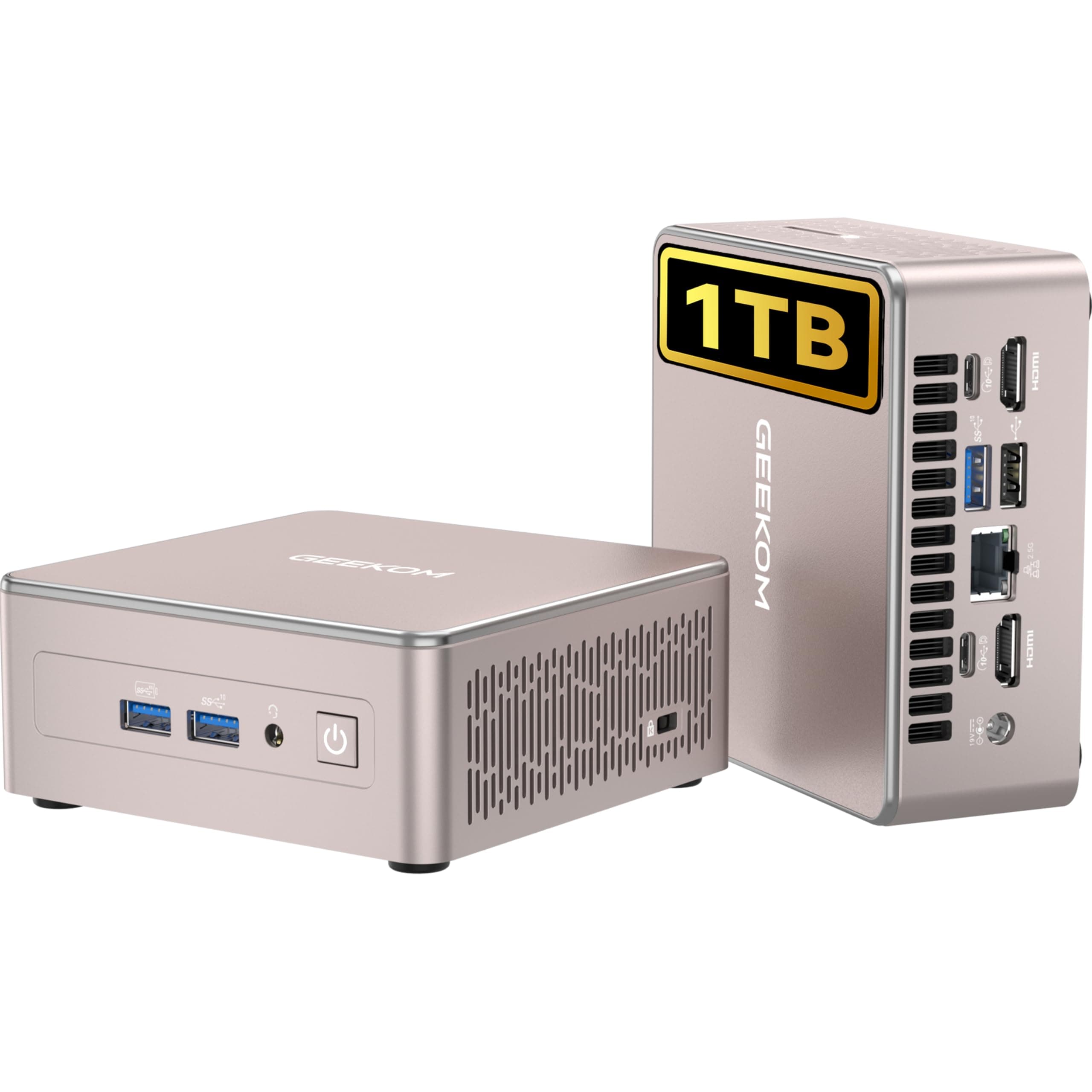 GEEKOM Mini PC A5 mit AMD Ryzen 5 7430U, Aufrüstbar DDR4 RAM+1TB SSD(max 4TB), Windows 11 Pro, Ultra-leiser kompakter Desktop-PC mit AMD Radeon Grafik,Dual HDMI 4K-Ausgang,SD-Slot für Home/Office R5 7430U(16GB+1TB)