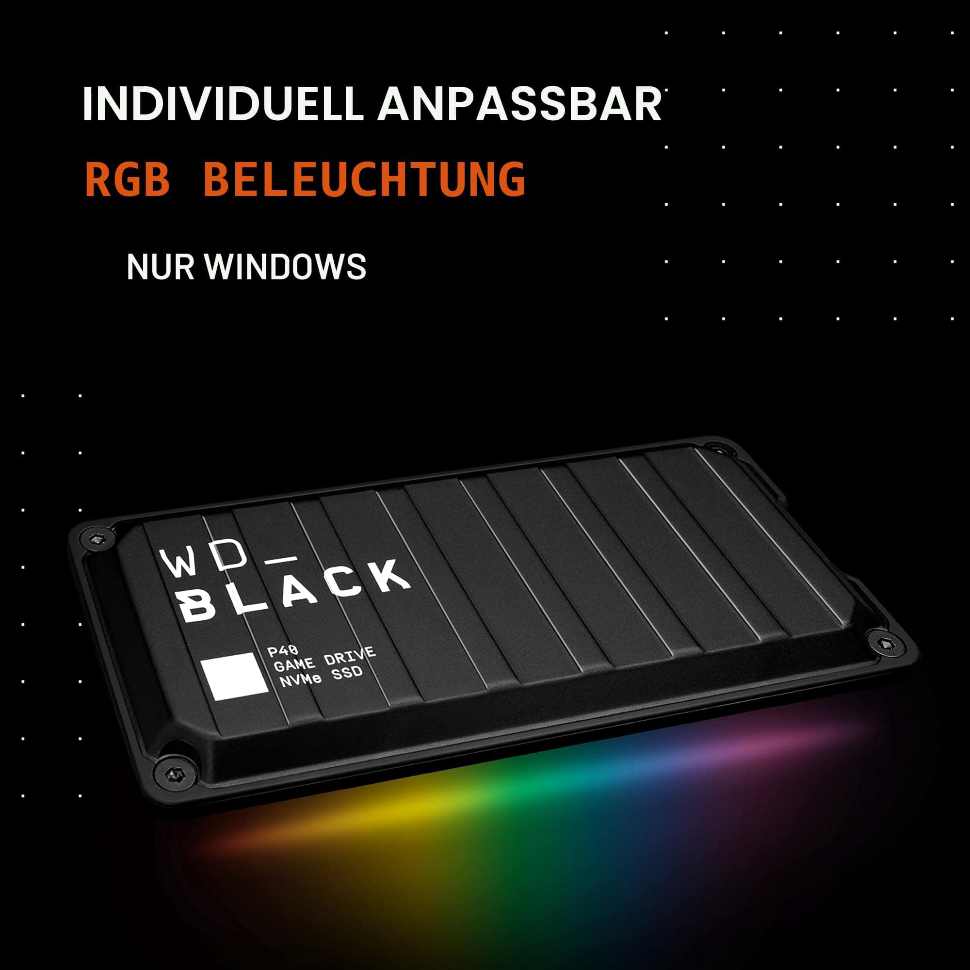 WD_BLACK P40 Game Drive SSD 1 TB externe SSD (WD_BLACK Dashboard, 2.000 MB/s Lesen/Schreiben, SuperSpeed USB 3.2 Gen2x2, 5 Jahre Garantie) Schwarz - auch kompatibel mit PC, Xbox und PS5 Bild 5