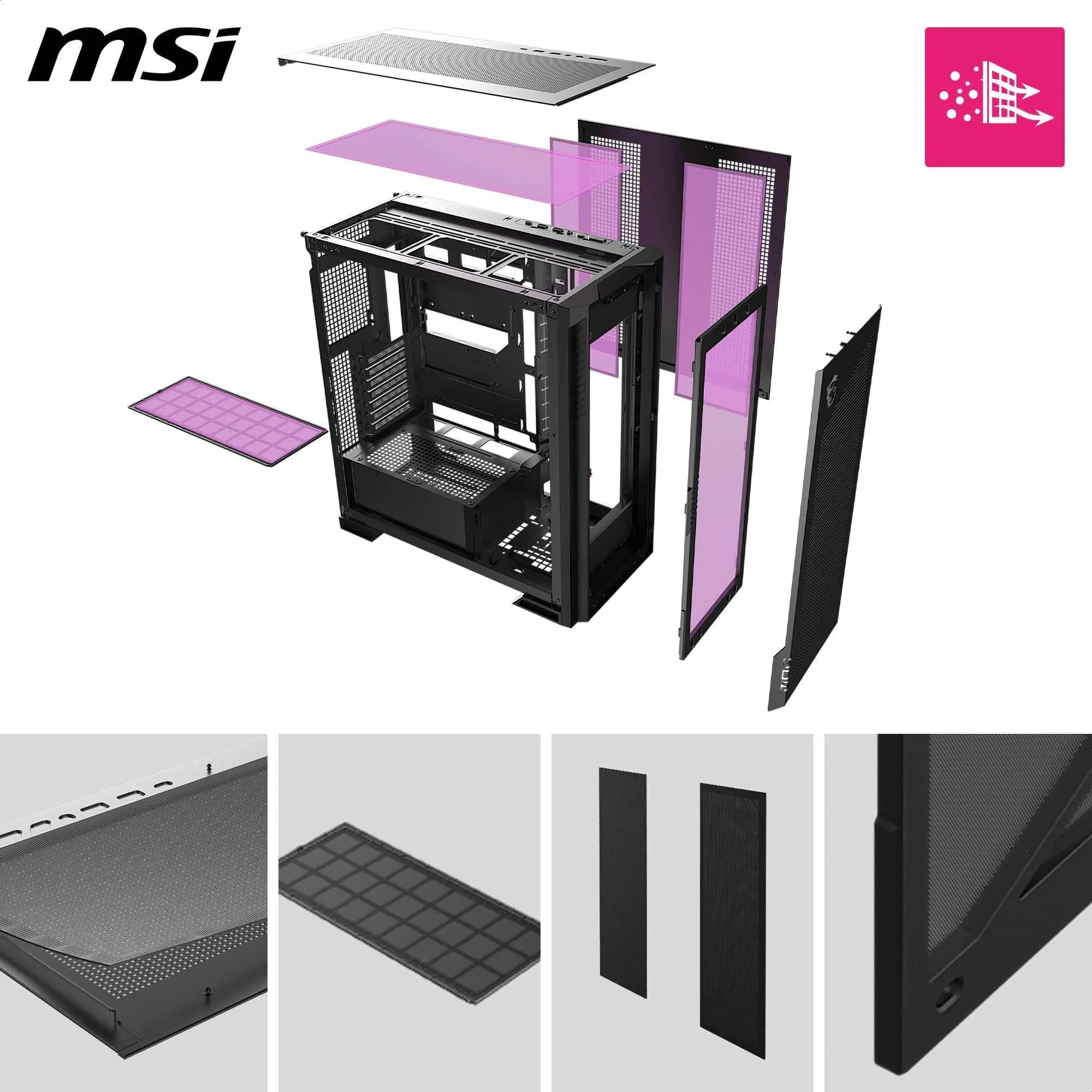 MPG Velox 300R Airflow PZ - Mid Tower Gaming-PC-Gehäuse - 160 mm Dual-Layer-Lüfter - Unterstützt Radiatoren mit bis zu 360 mm - Einfache DIY-Funktionen - Unterstützt Back-Connect Mainboards Bild 5
