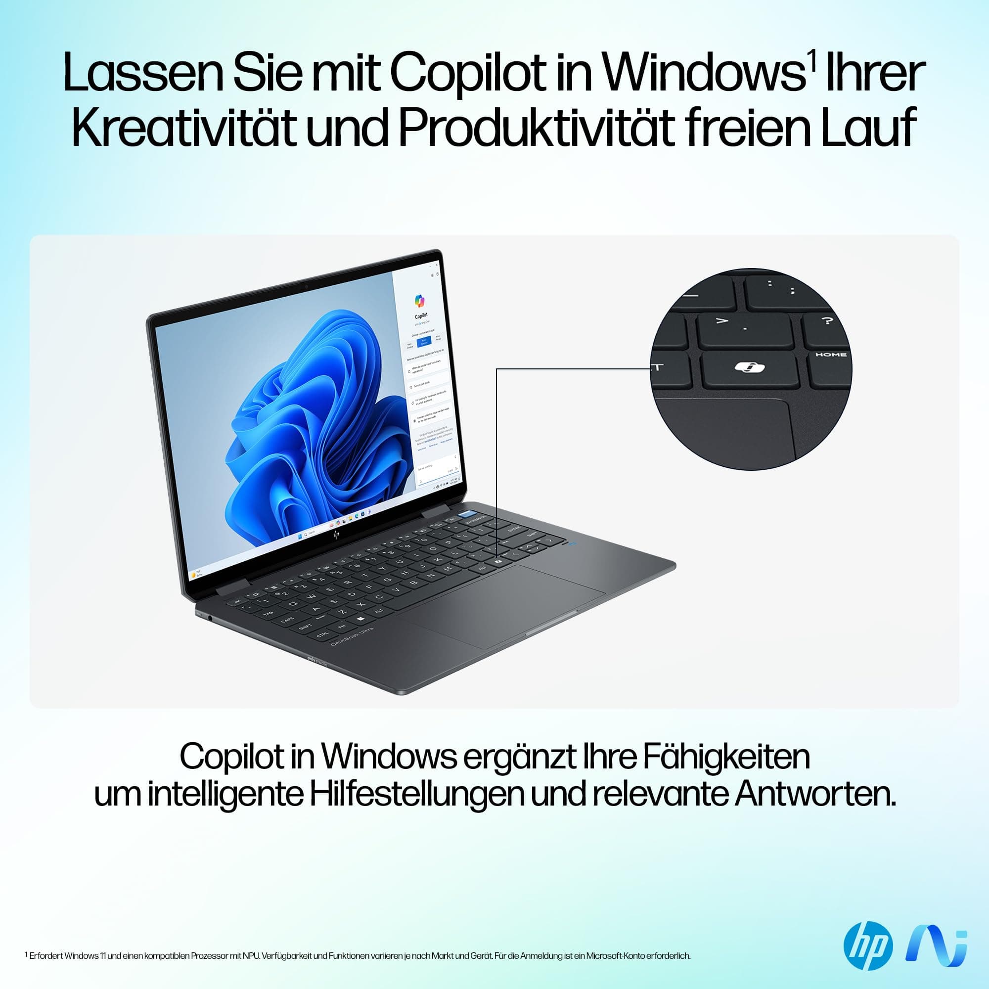 HP OmniBook Ultra Flip 2-in-1 Laptop (14" 2.8K OLED Touchscreen, Intel Core Ultra 7, Copilot+ PC, 16GB RAM, 1TB, Win11, QWERTZ) - Eclipse Gray Intel Core Ultra 7 258V Intel Arc Grafikkarte Bild 6