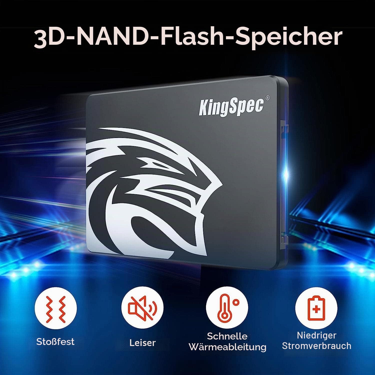 KingSpec 512GB 2.5" SATA Festplatte Intern SSD SATA 3 interne SSD 3D NAND Flash, 2.5 Zoll kompatibel mit Desktop/Laptop Bild 5