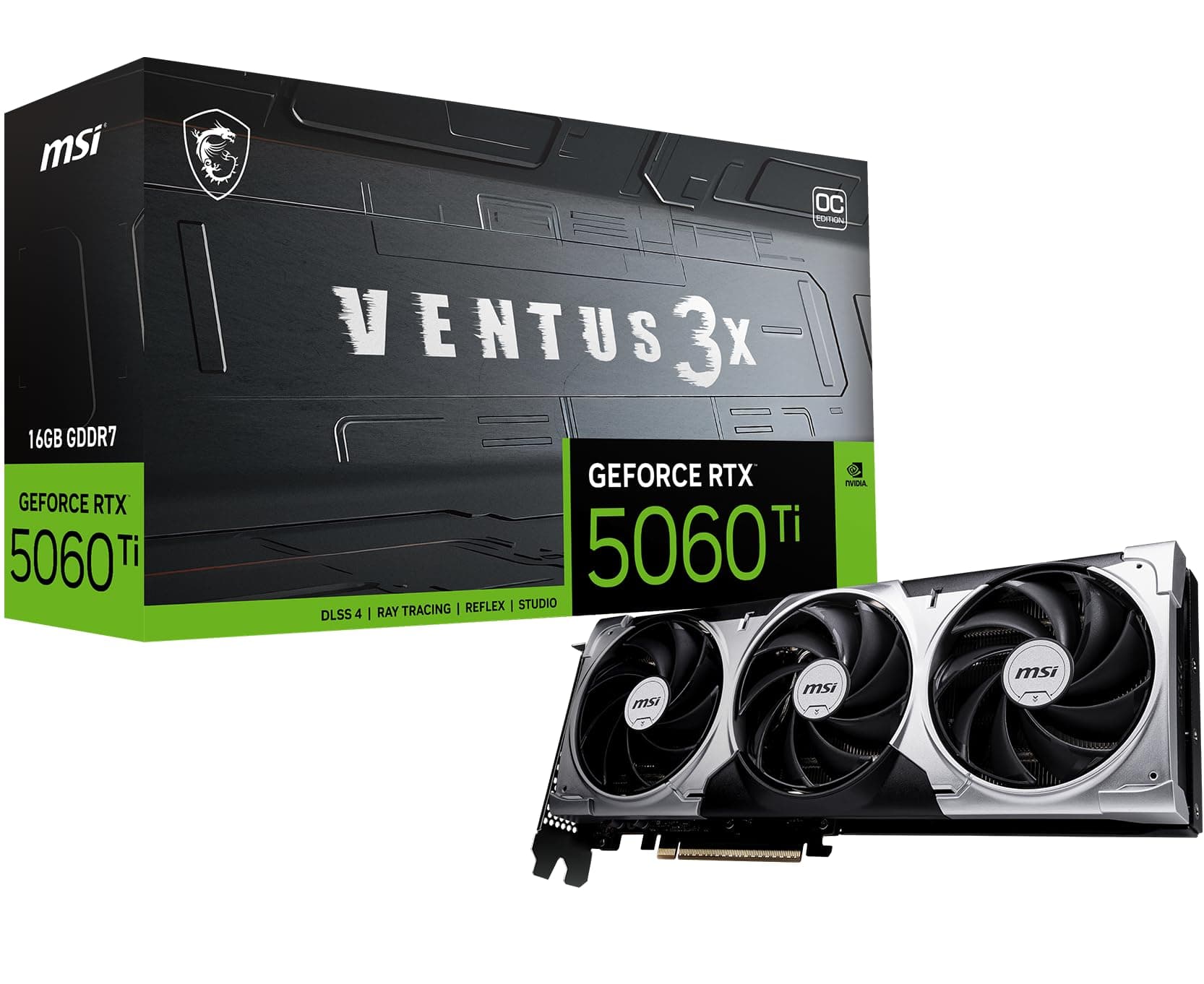 MSI Gaming RTX 5060 Ti 16G Ventus 3X OC Grafikkarte (16 GB GDDR7, 128-Bit, Extreme Leistung: TBA MHz, DisplayPort x 3 2.1a, HDMI 2.1b, NVIDIA Blackwell Architecture)