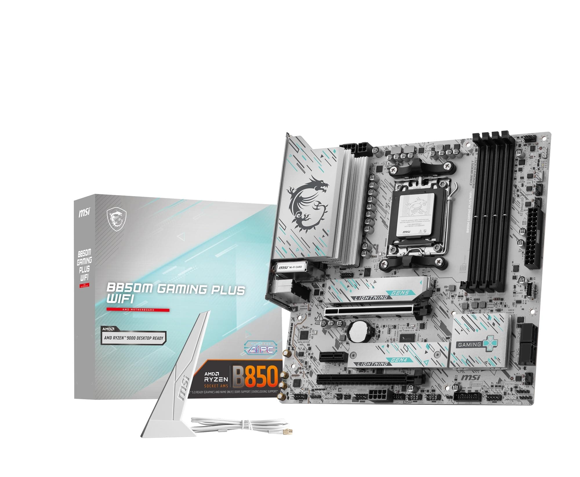 MSI B850M Gaming Plus WiFi Mainboard, mATX - Unterstützt AMD Ryzen 9000/8000 / 7000 Prozessoren, AM5 - DDR5 Memory Boost 8200+ MT/s (OC), PCIe 5.0 x16 & 4.0 x4, M.2 Gen5, Wi-Fi 7, 5G LAN Bild 2
