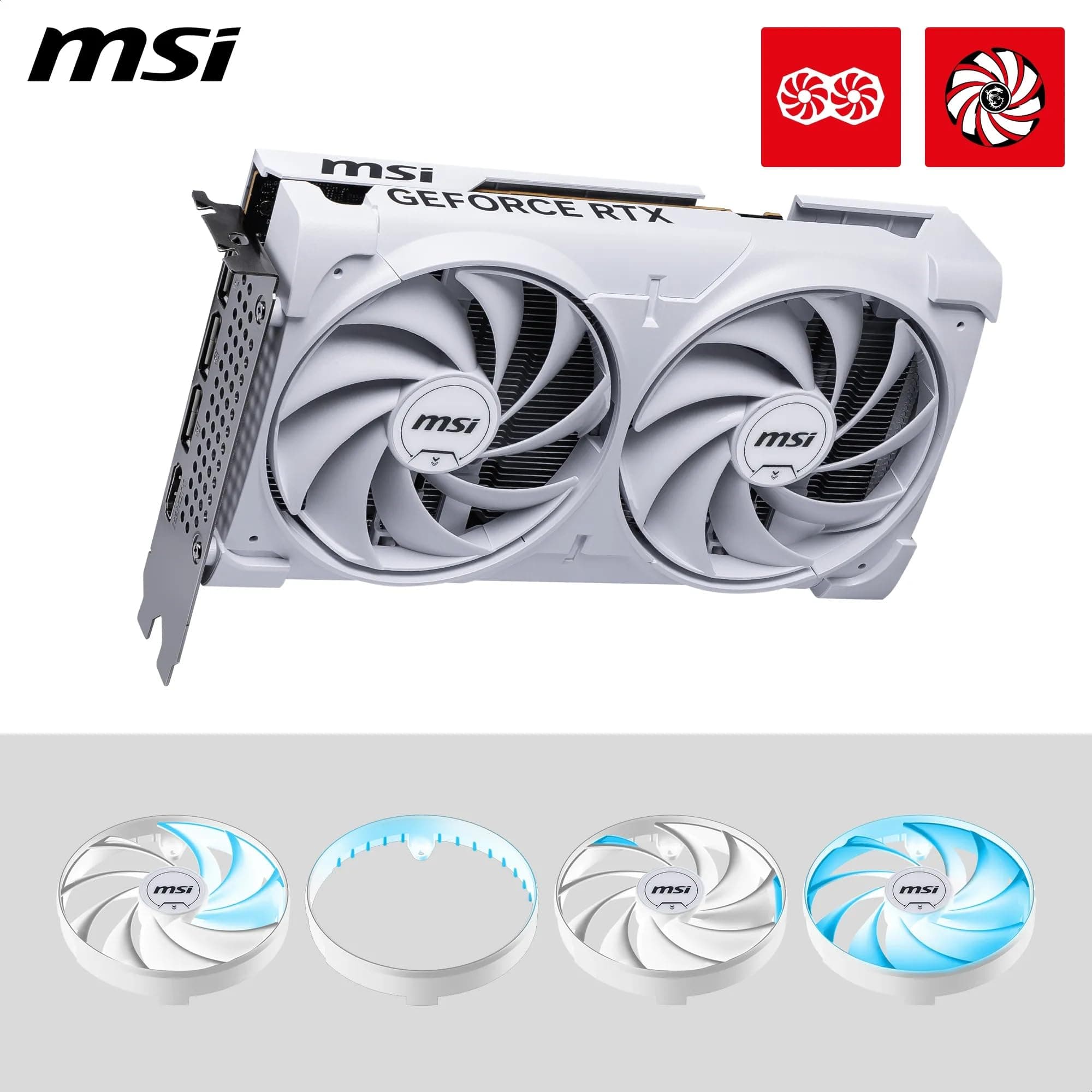 MSI GeForce RTX 5060 8G Ventus 2X OC White - 8GB GDDR7 (28Gbps/128-bit), PCIe 5, Boost: 2527 Hz, HDMI 2.1b, DisplayPort 2.1b Bild 7