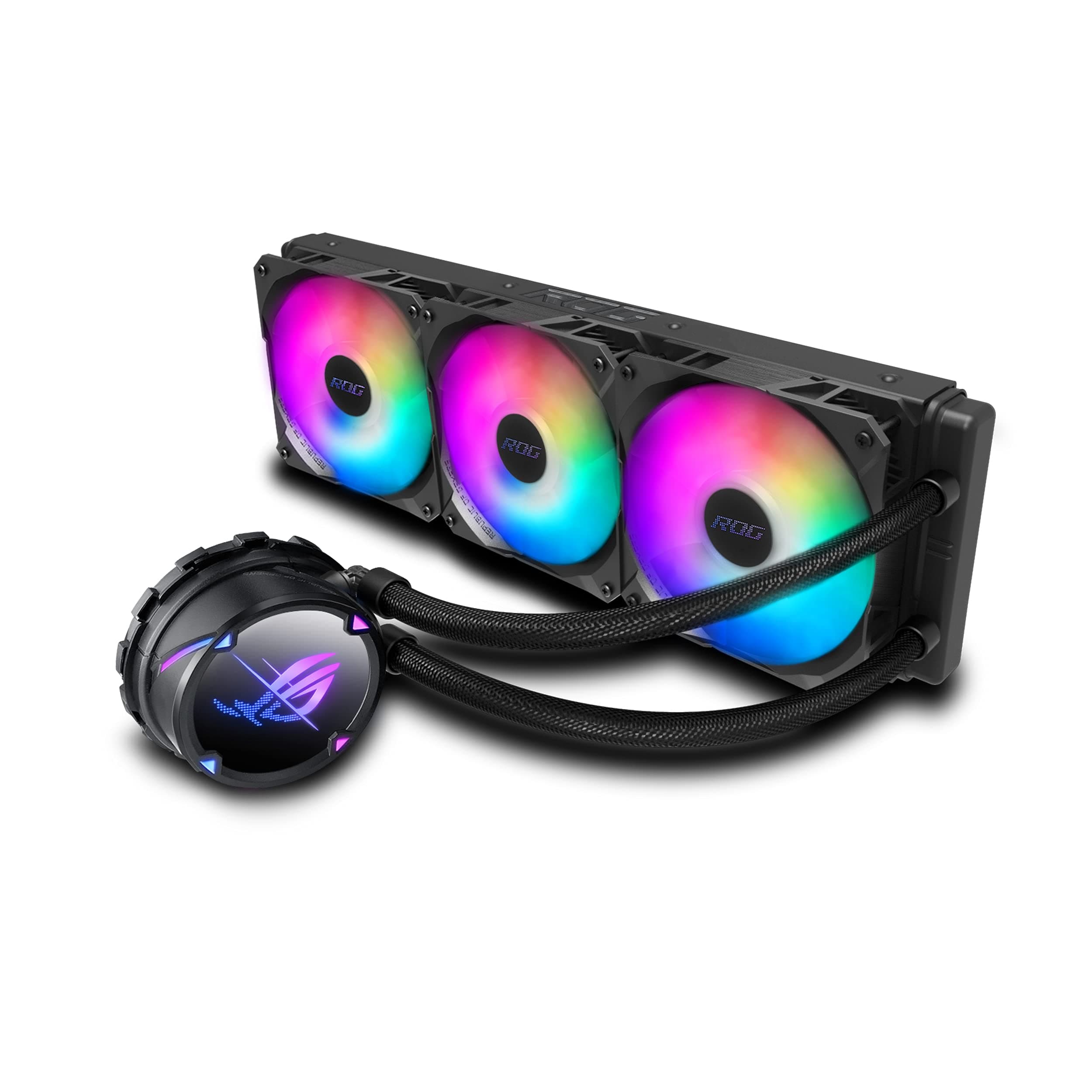 ASUS ROG STRIX LC II 360 ARGB All-in-One Flüssig-CPU-Wasserkühlung (Aura Sync, drei adressierbare ROG 120mm RGB-Lüfter), schwarz Bild 2