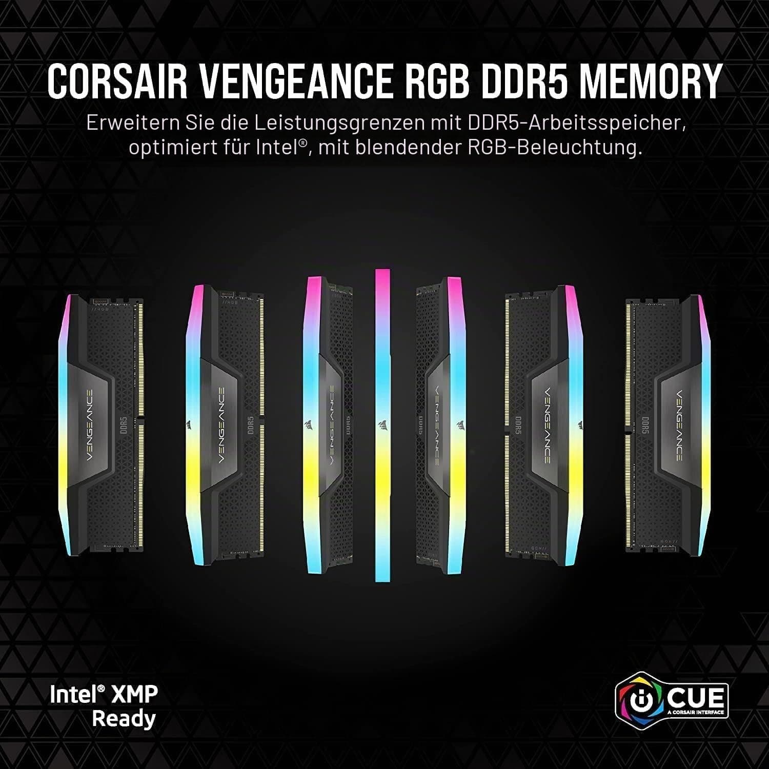 Corsair Vengeance RGB DDR5 RAM 64GB (4x16GB) 6200MHz CL32 Intel XMP iCUE Kompatibel Computer Speicher - Schwarz (CMH64GX5M4B6200C32) Bild 5