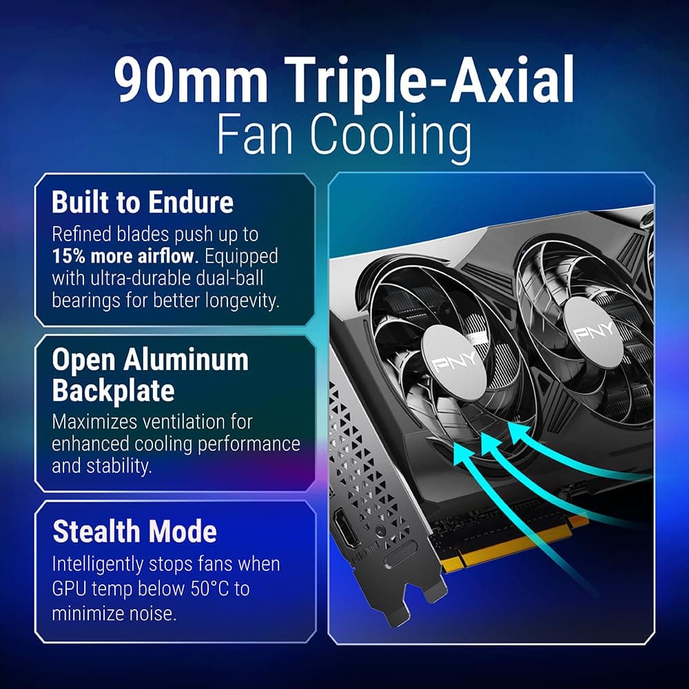 PNY GeForce RTX™ 5070 12GB OC Triple Fan Grafikkarte DLSS 4 VCG507012TFXPB1-O OCTriple Fan Bild 8