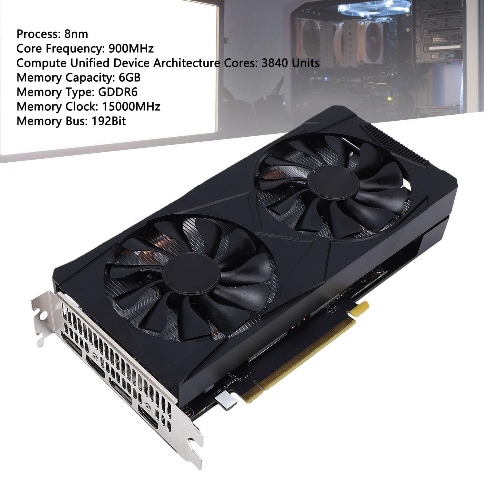 Sxhlseller Gaming Grafikkarte, 6 GB GDDR6, Diskrete Grafikkarte mit 192 Bit Dual Lüfter für 1080p 2K AAA Gaming, Unterstützt PCIe 3.0 X16 RTX 3060 Bild 5