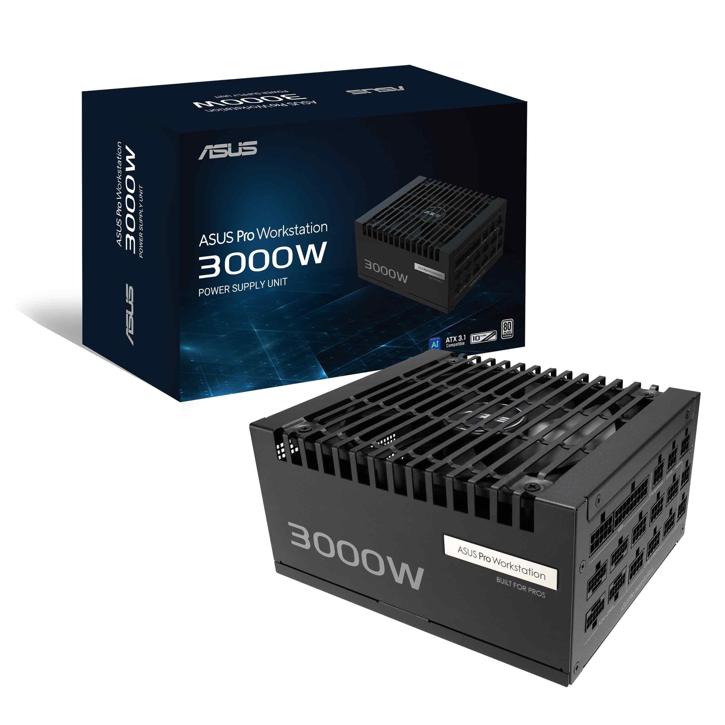 ASUS Pro WS 3000W Platinum Modulares PC-Netzteil, 3000 W Leistung, PCIe 5.1, Standard ATX 3.1, 80 Plus Platinum, Lüfter mit doppeltem Kugellager, Schwarz, ASUS-PRO-WS-3000P Bild 2