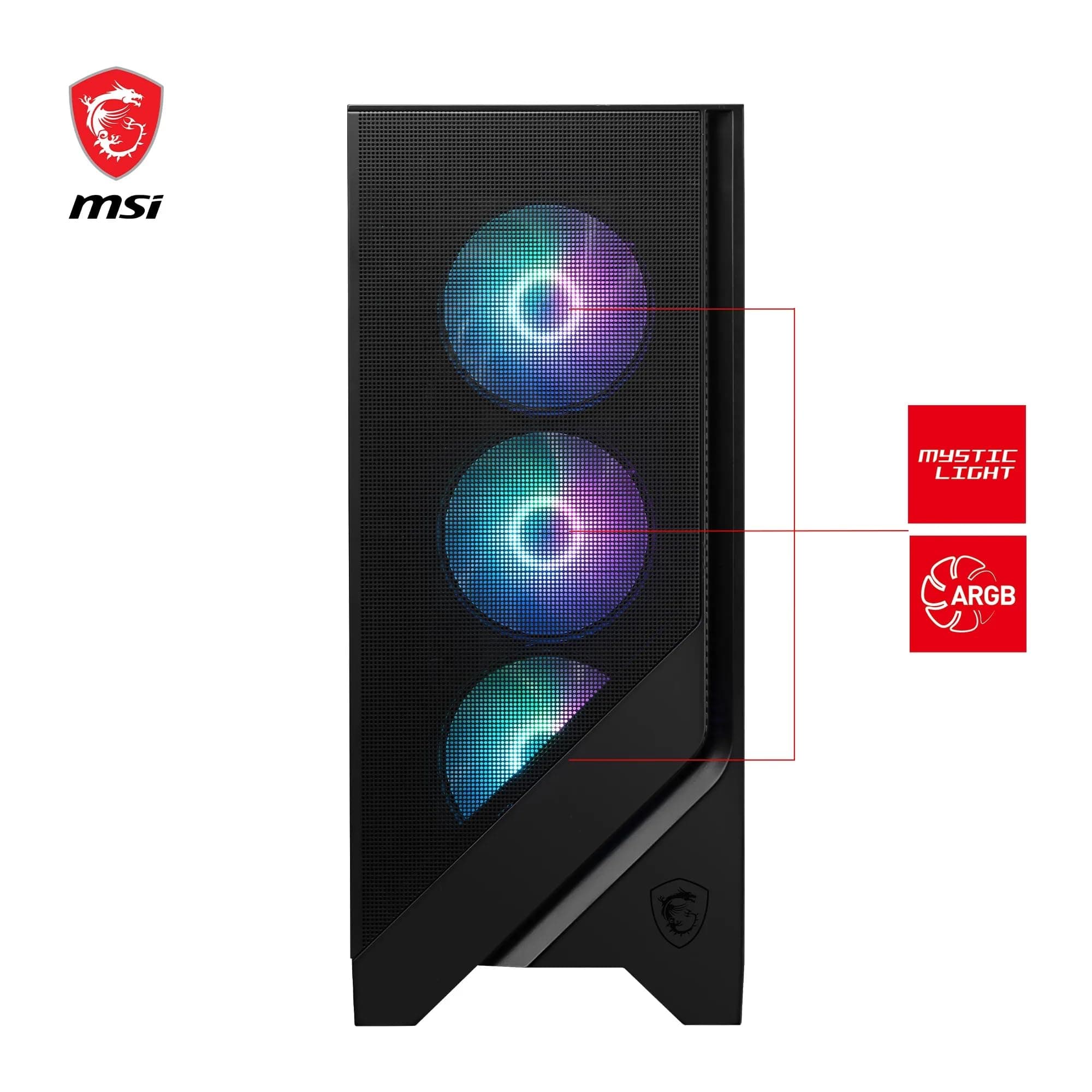 MSI MAG Forge 320R Airflow Mid-Tower PC-Gehäuse - ATX-Kapazität, RTX 40 GPU-Unterstützung, ARGB-Lüfter, magnetische Staubfilter, gehärtetes Glas, 1-6 ARGB-Steuerkarte, USB 3.2 Generation 1 Typ-A Bild 3