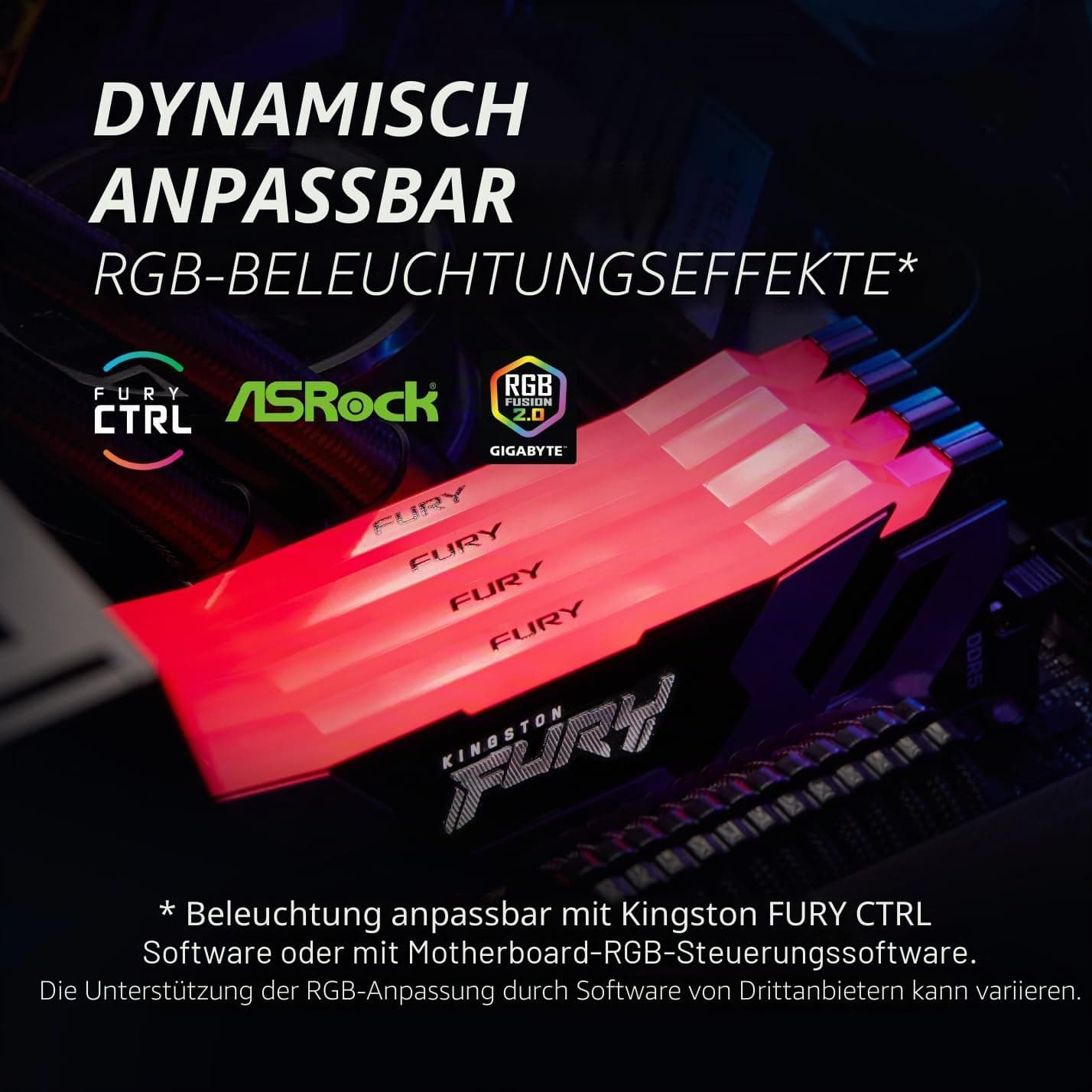 Kingston FURY Renegade Weiß RGB XMP 16GB 6400MT/s DDR5 CL32 DIMM Desktop Gaming Speicher - KF564C32RWA-16 Bild 3