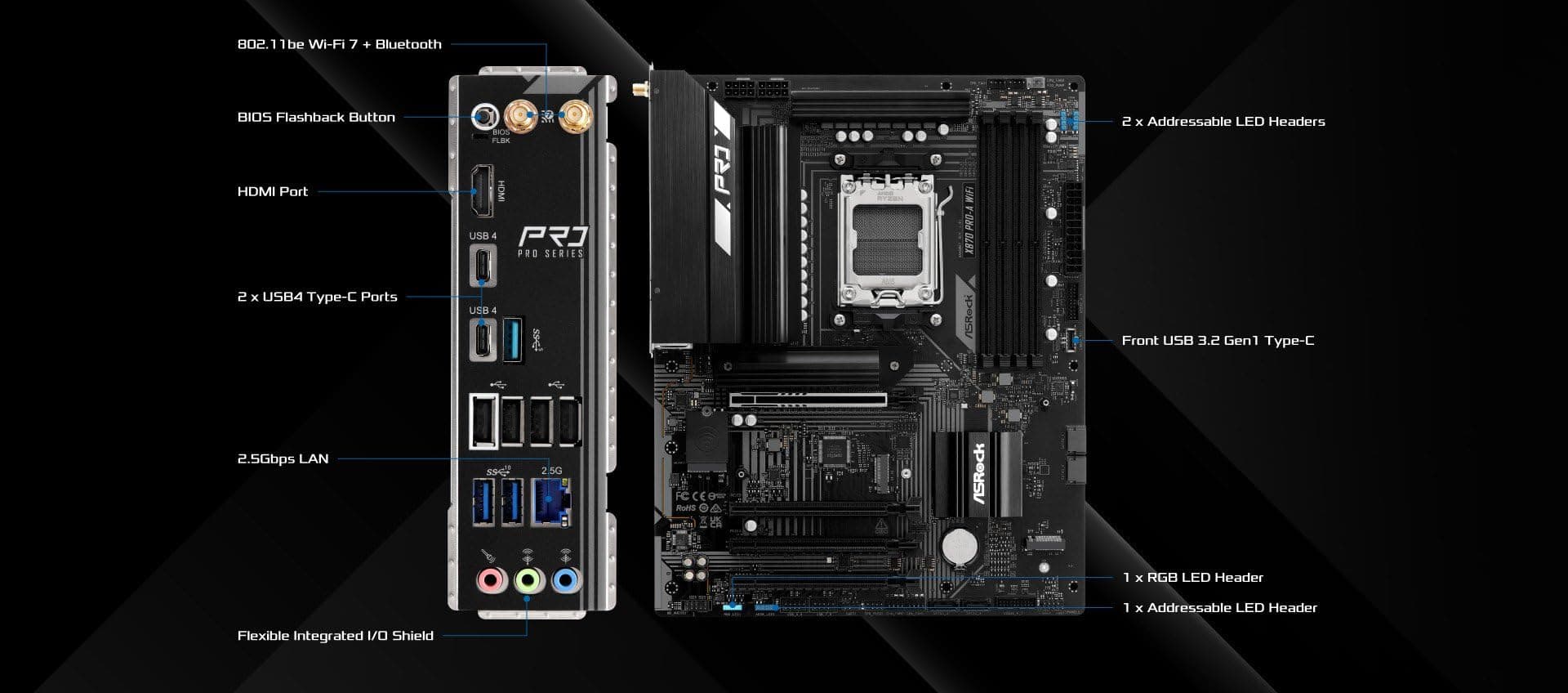 ASRock X870 Pro-A WiFi AM5 ATX HDMI/USB-C DDR5 Retail ATX Pro A WiFi Bild 5