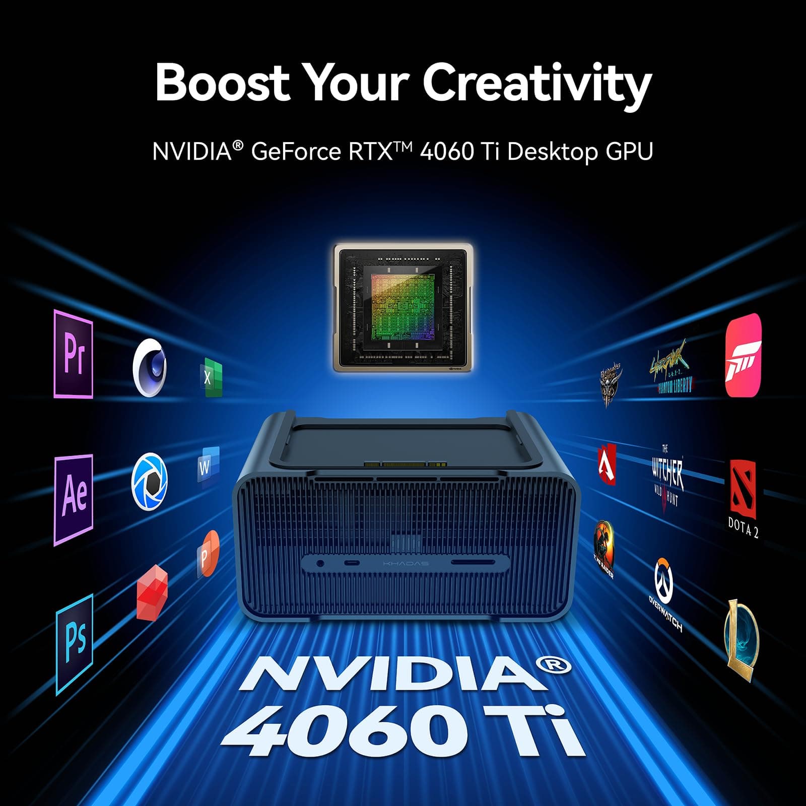 khadas Mind Graphics GeForce RTX 4060 Ti Desktop GPU 16GB GDDR6 Grafikkarte mit Fingerabdruckleser, Max Up to PCIe 4.0x8, 128 GT/s, HDMI 2.1a, USB4, Unterstützt 4K & 8K HDR für Gaming Mind Graphics 16GB Bild 3