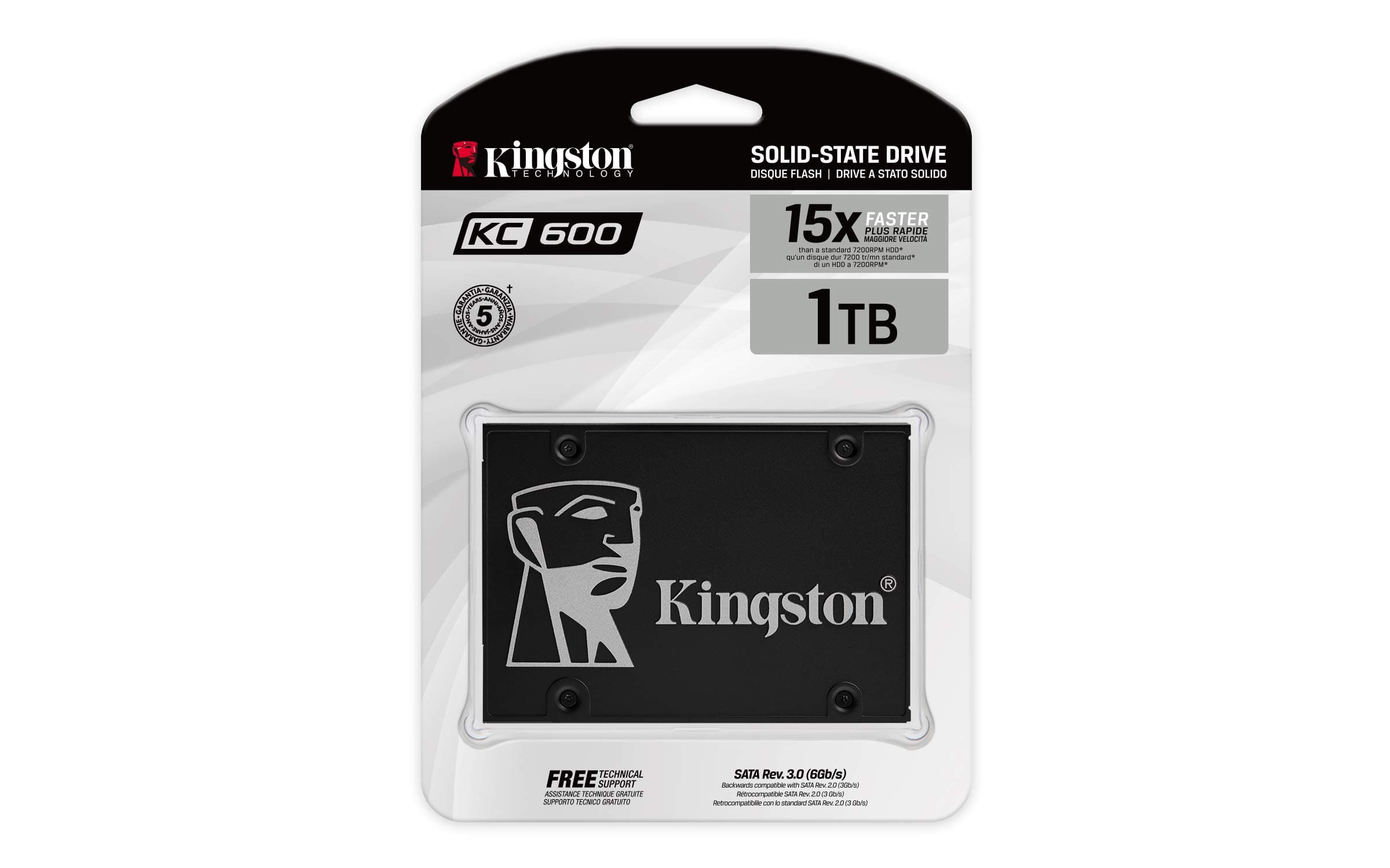 Kingston KC600 SSD SKC600/1024G Interne SSD 2.5" SATA Rev 3.0, 3D TLC, XTS AES 256-Bit-Verschlüsselung 1024GB 2.5" Nur Laufwerk Bild 7