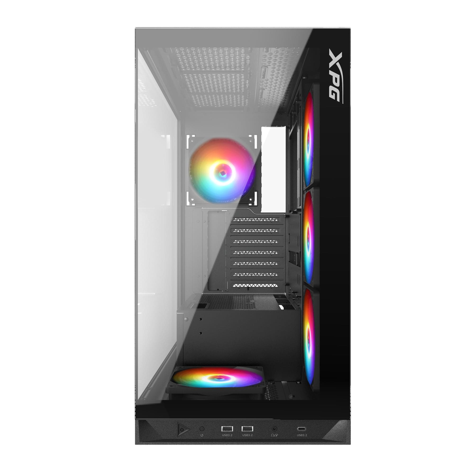 XPG by ADATA - Invader X - ATX Mid Tower Aquarium PC Case with 5 x ARGB Fans, VGA Support up to 400mm, CPU Cooler Support up to 175 mm, 1 x Riser Cable, 1 x GPU Holder - INVADERXMT-BKCWW Bild 7