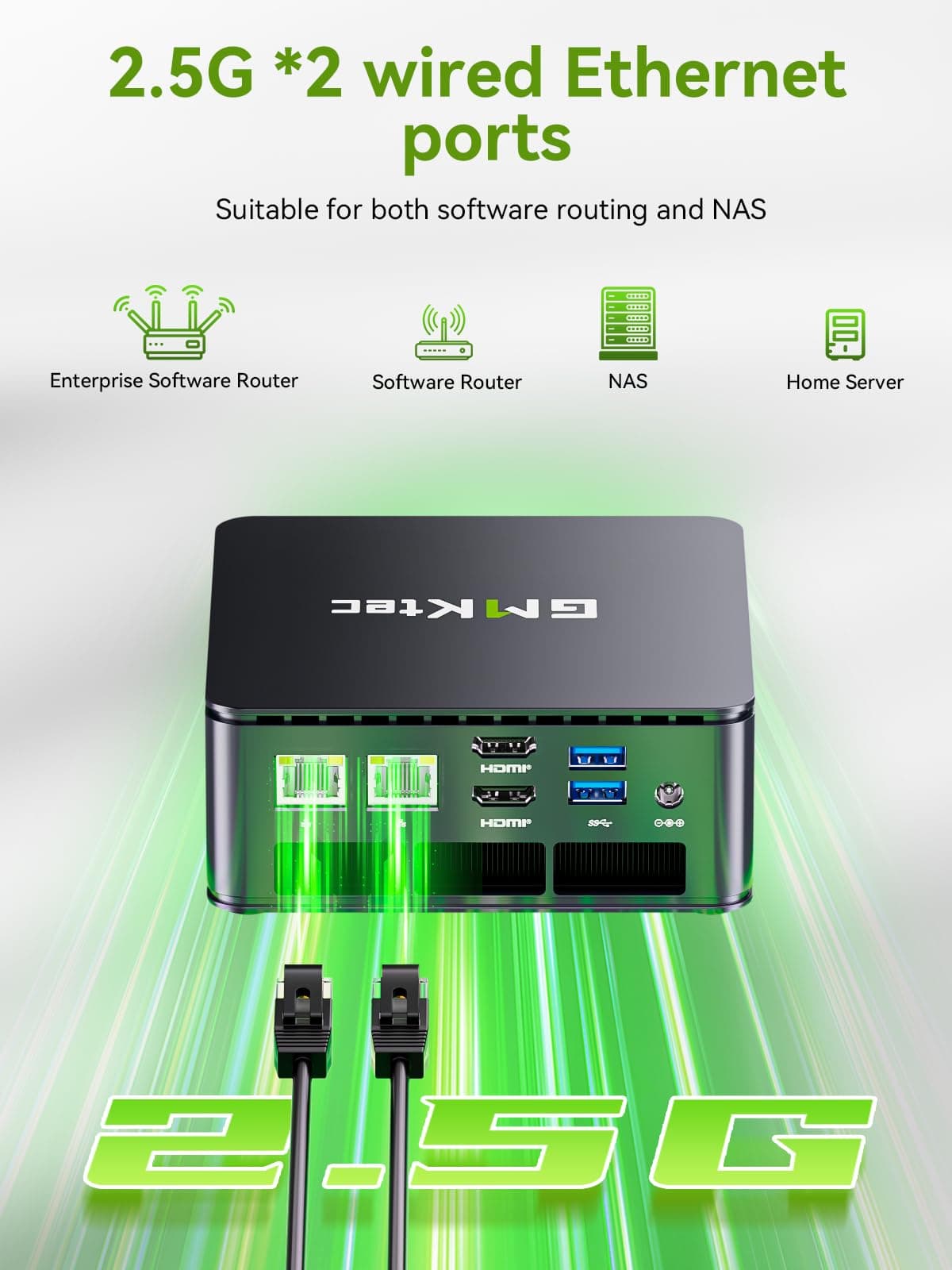 GMKtec Dual 2.5G NIC Mini-PC G11 AMD Ryzen Embedded R2514 (Schlägt 4300U/3500U/N150), 16GB DDR4 (Dual Channel), 512GB PCIe 3.0 M.2 SSD, Mini-Computer Triple-Display/2xUSB 3.2 10Gbit/s/WiFi6E/BT5.2/ Black 16+512 Bild 6