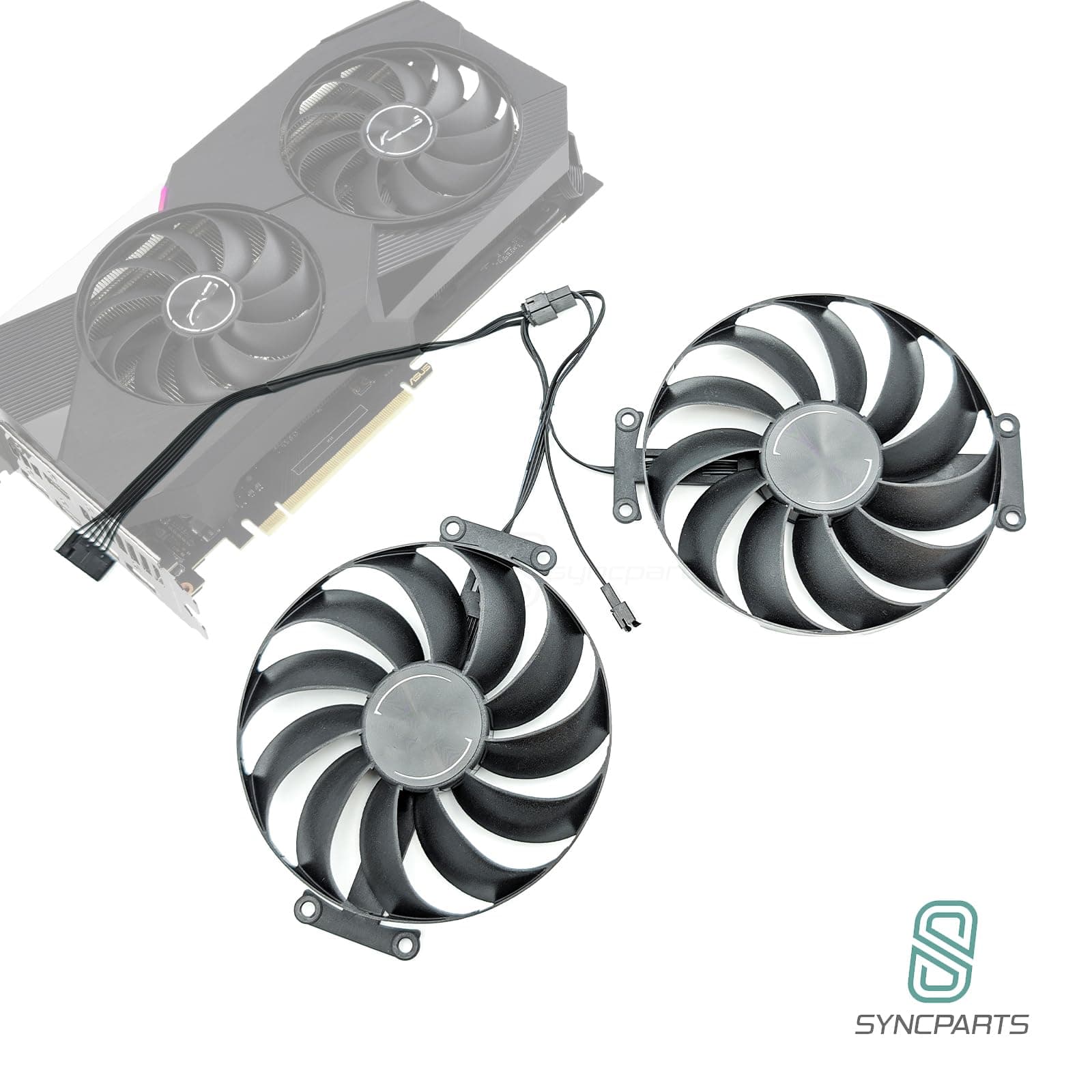 Lüfter für ASUS Dual RTX 3060 Ti/RTX 3070 – T129215SU CF1010U12S, 95mm, 7-Pin – NUR 11 Lüfterblätter – 2er Set Bild 3