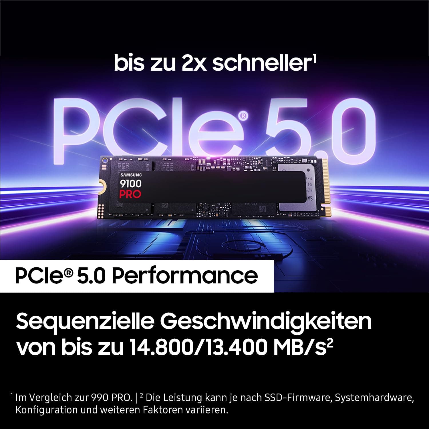 Samsung 9100 PRO NVMe M.2 SSD, 8 TB, PCIe 5.0, 14.800 MB/s Lesen, 13.400 MB/s Schreiben, Interne SSD für Gaming, Videobearbeitung und AI PCs, Schwarz, MZ-VAP8T0BW Bild 6