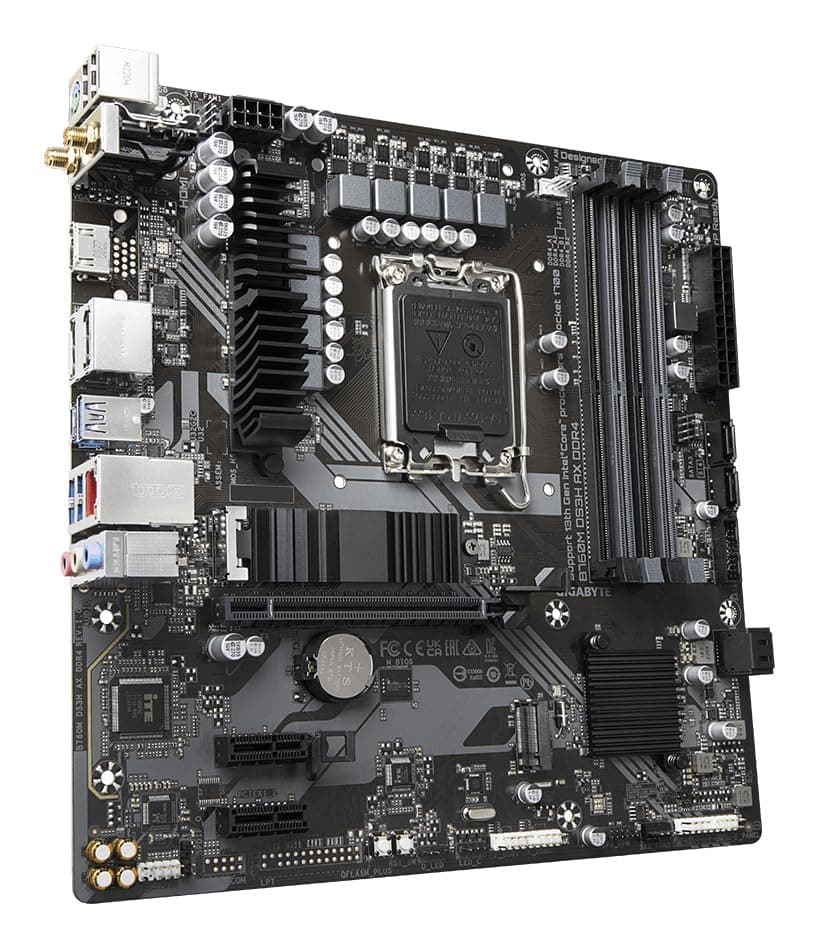 GIGABYTE B760M DS3H AX DDR4 Motherboard - Unterstützt Intel Core 14. Generation CPUs, 6+2+1 Phasen Digital VRM, bis zu 5333MHz DDR4 (OC), 2xPCIe 4.0 M.2, Wi-Fi 6E, 2.5GbE LAN, USB 3.2 Gen2 Bild 8