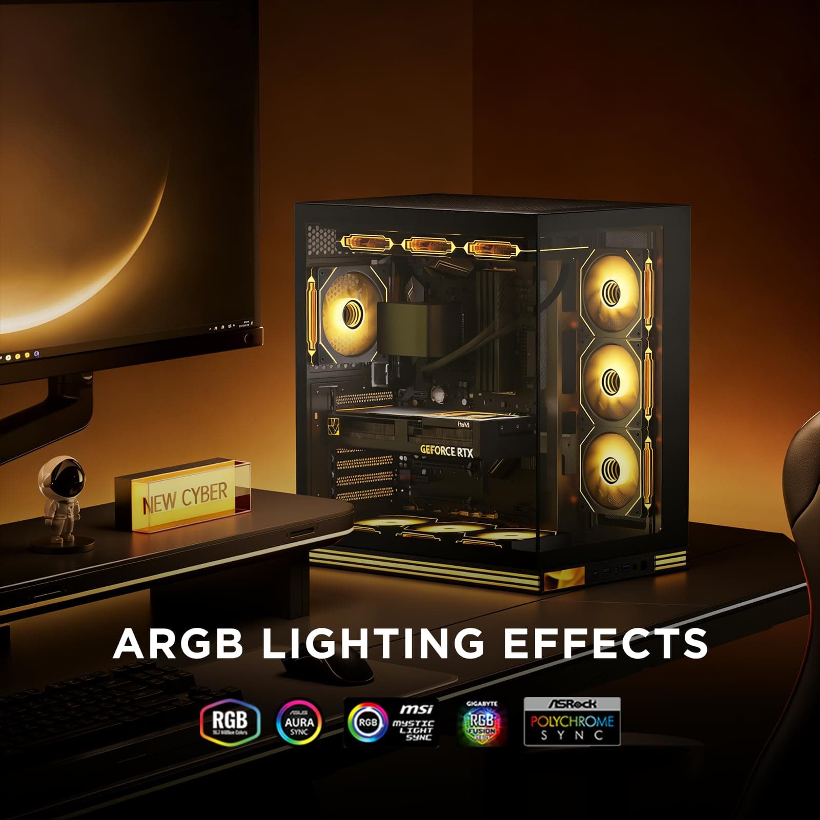 TZMRIT Prism 4 Pro RGB Lüfter 120mm Schwarz,5V 3PIN Motherboard Synchronisierbarer 4PIN Spiegel PWM ARGB PC Gehäuse Lüfter (Black1-X3) Black Forward-3PCS Bild 3