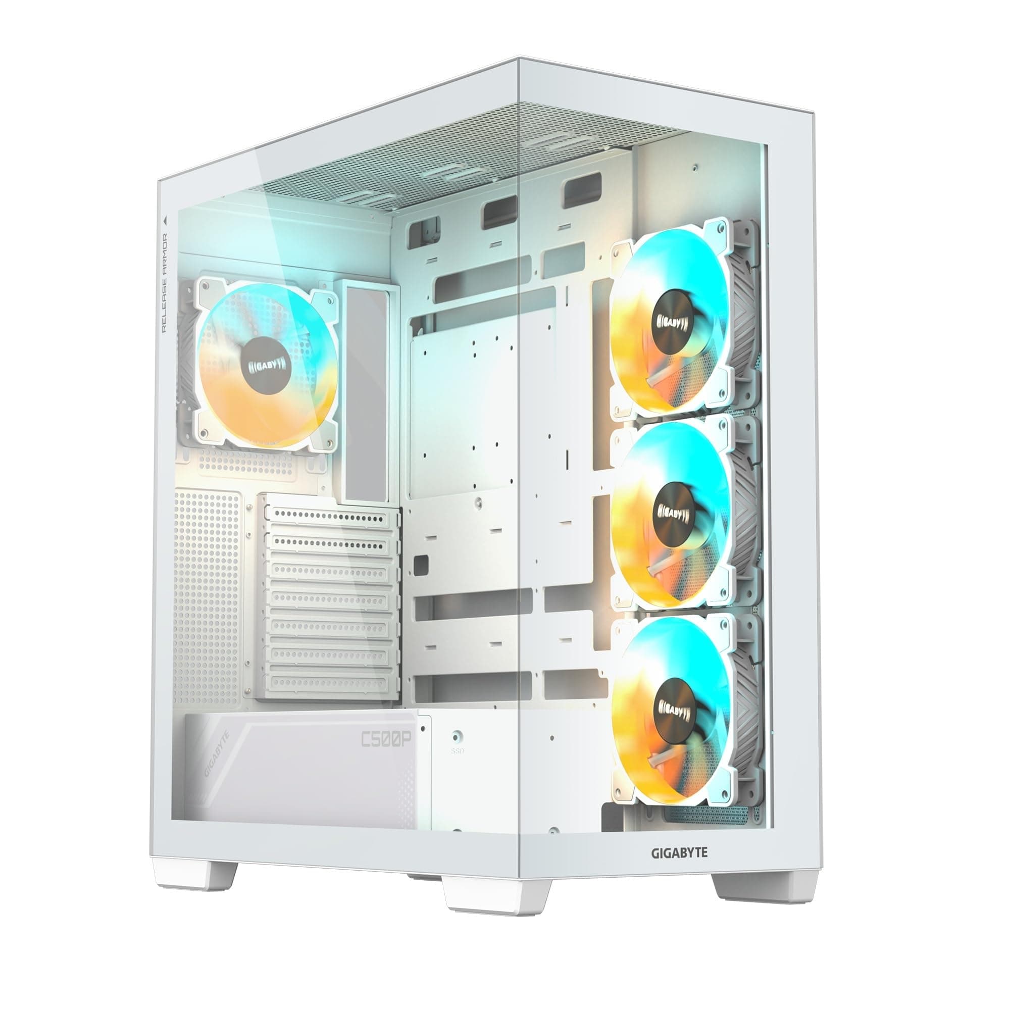 Gigabyte C500 Panoramic Stealth ATX Mid Tower gehärtetes Glas RGB Fusion PC-Gehäuse - Schwarz - GB-C500P ST Bild 2