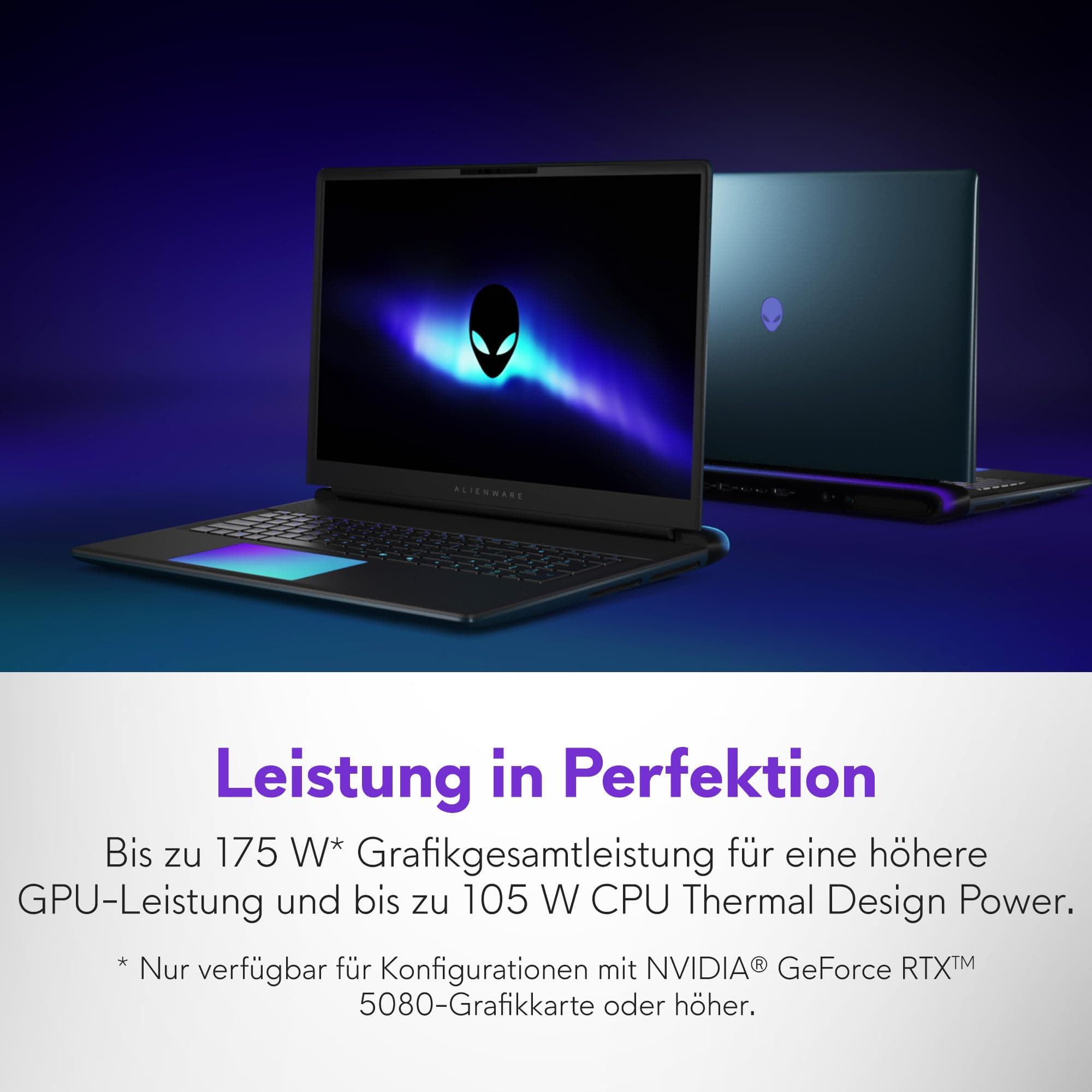 Alienware 18 Area-51 Gaming Laptop 18 Inch QHD+ 300Hz G-Sync, Intel Core Ultra 9 275HX, NVIDIA GeForce RTX 5080, 32GB DDR5 RAM, 2TB SSD, Windows 11 Home, Cryo-tech, AlienFX RGB QWERTZ - Liquid Teal Core Ultra 9 275HX 32 GB 2 TB NVIDIA RTX 5080 Bild 3
