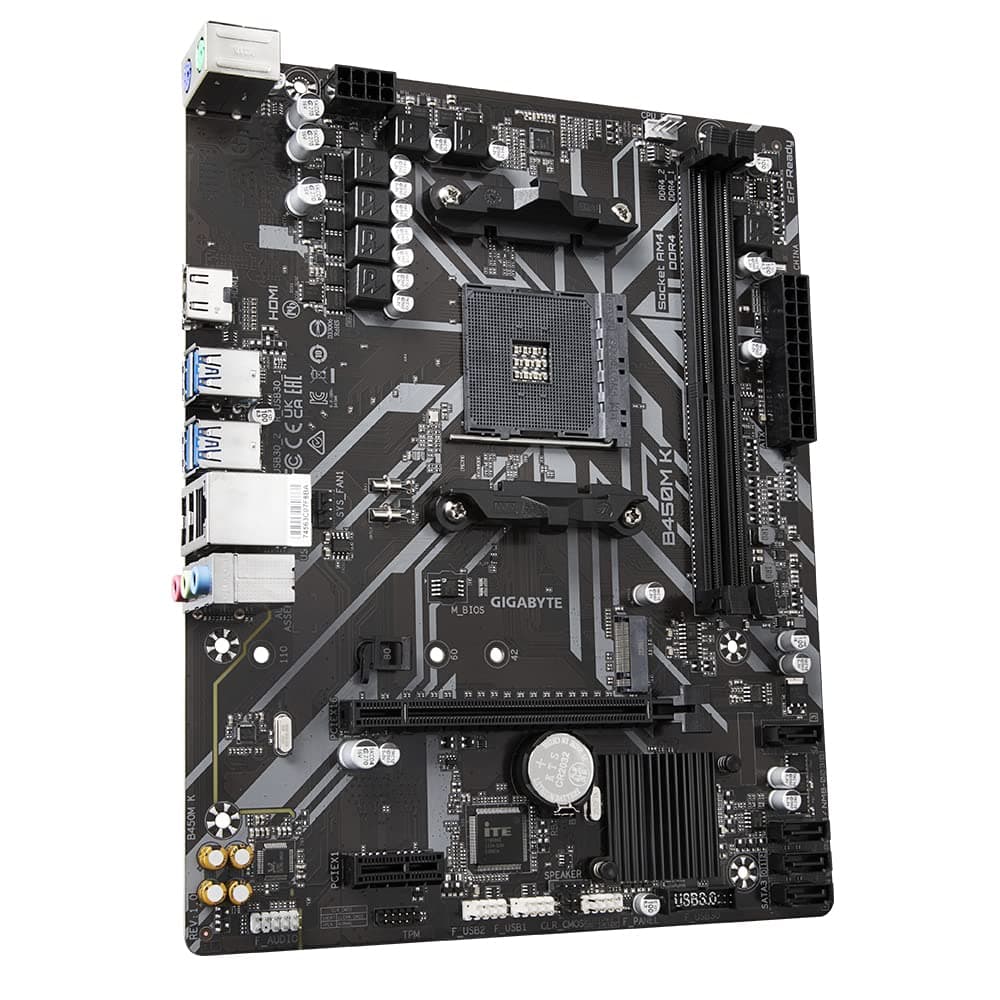 GIGABYTE B450M K Mainboard - Unterstützt AMD Series 5000 CPUs, up to 3600MHz DDR4 (OC), 1xPCIe 3.0 M.2, GbE LAN, USB 3.2 Gen 1 Bild 5
