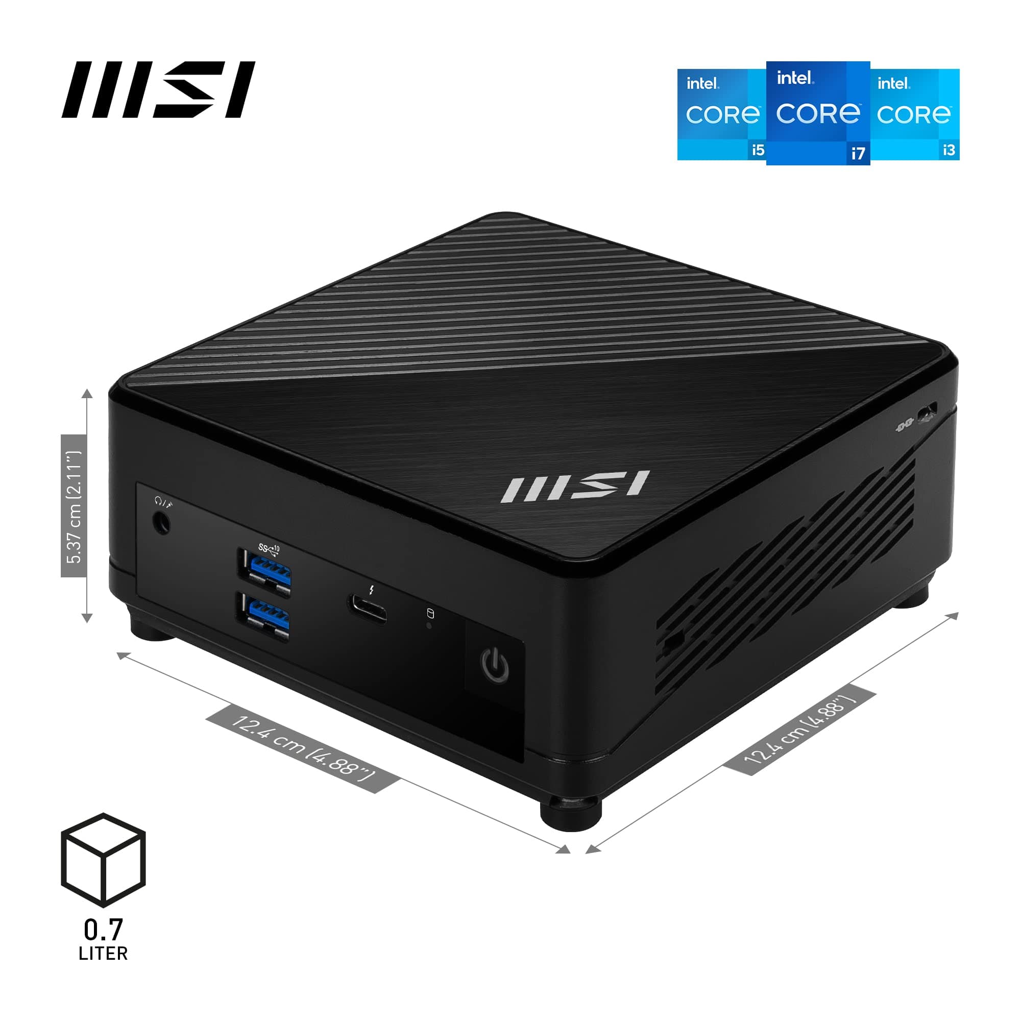 MSI Cubi 5 12M I7 1255U BB barebone per PC/stazione di lavoro 0.66L sized PC Nero i7-1255U Intel SoC (CUBI 5 12M I7 1255U BB) Kein RAM, keine SSD, kein Betriebssystem Cubi 5 12M - Intel i7 12th Gen Bild 2