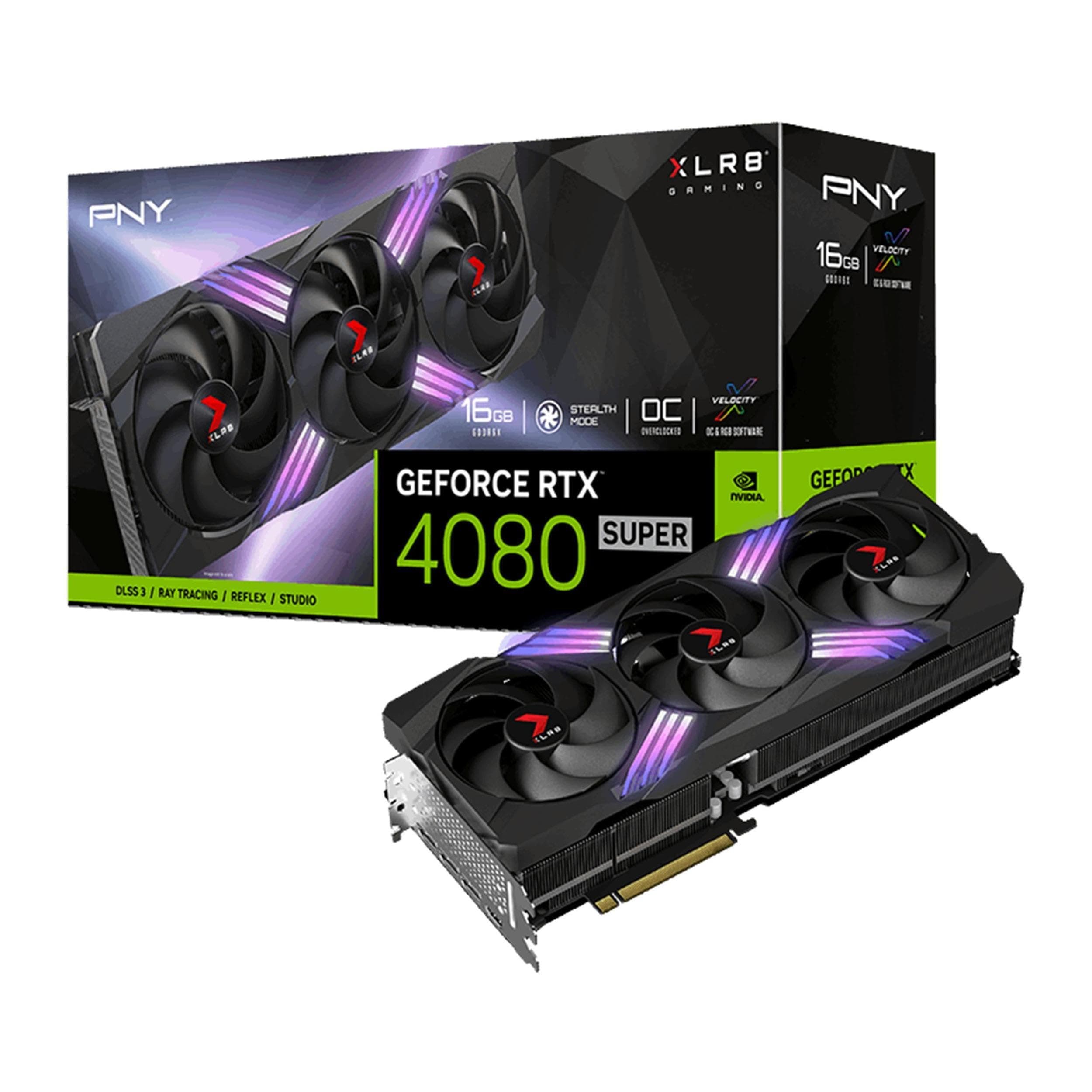 PNY GeForce RTX 4080 SUPER 16GB XLR8 Gaming Verto Epic-X RGB Overclocked Triple Fan DLSS 3 RTX 4080 SUPER XLR8 Epic-X RGB OC Black