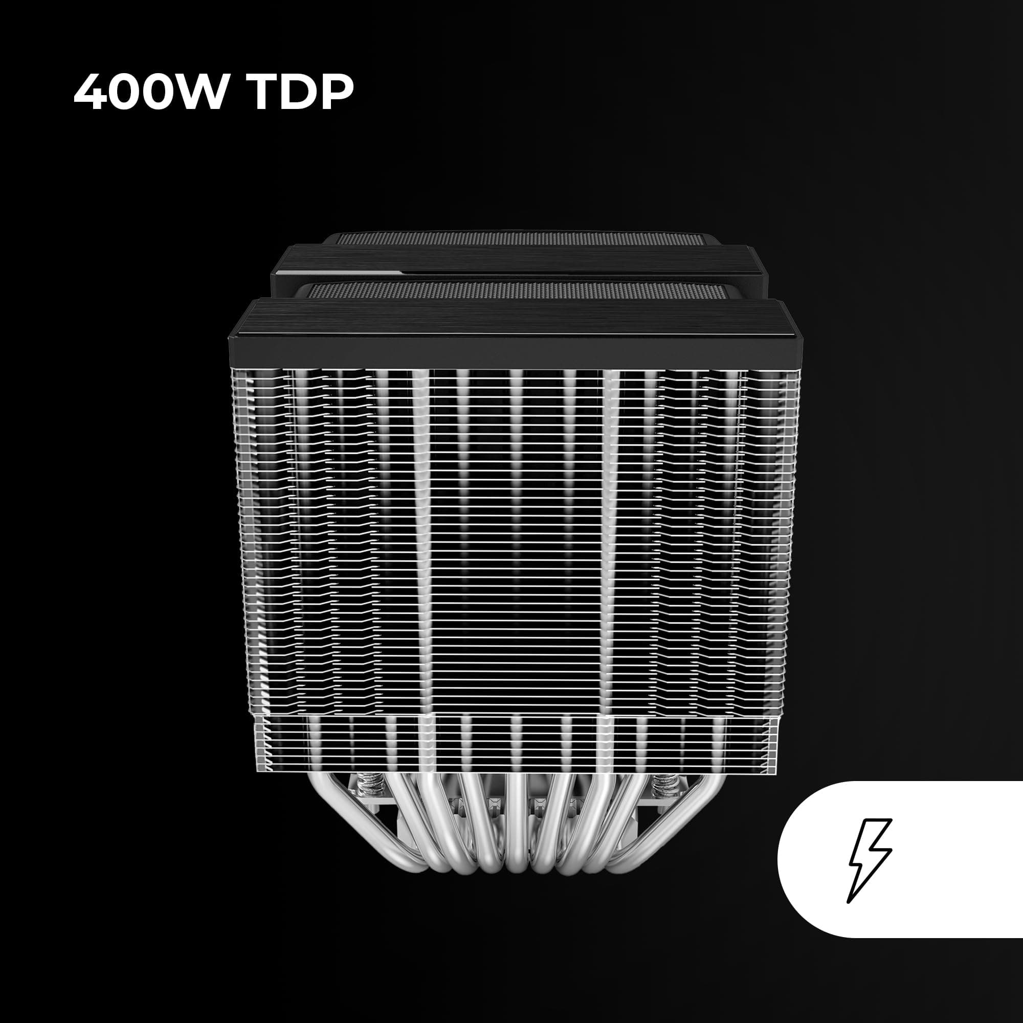 Mars Gaming MCPU-XU9, CPU-Kühler Doppelturm, TDP 400W, 2x Hybridflügel-Lüfter und Hyperbalanciertes Kupfer-FDB-Lager, 9 Heatpipes mit BPH ULTRA Technologie, Universeller Multisocket, Schwarz MCPUXU9 Bild 5