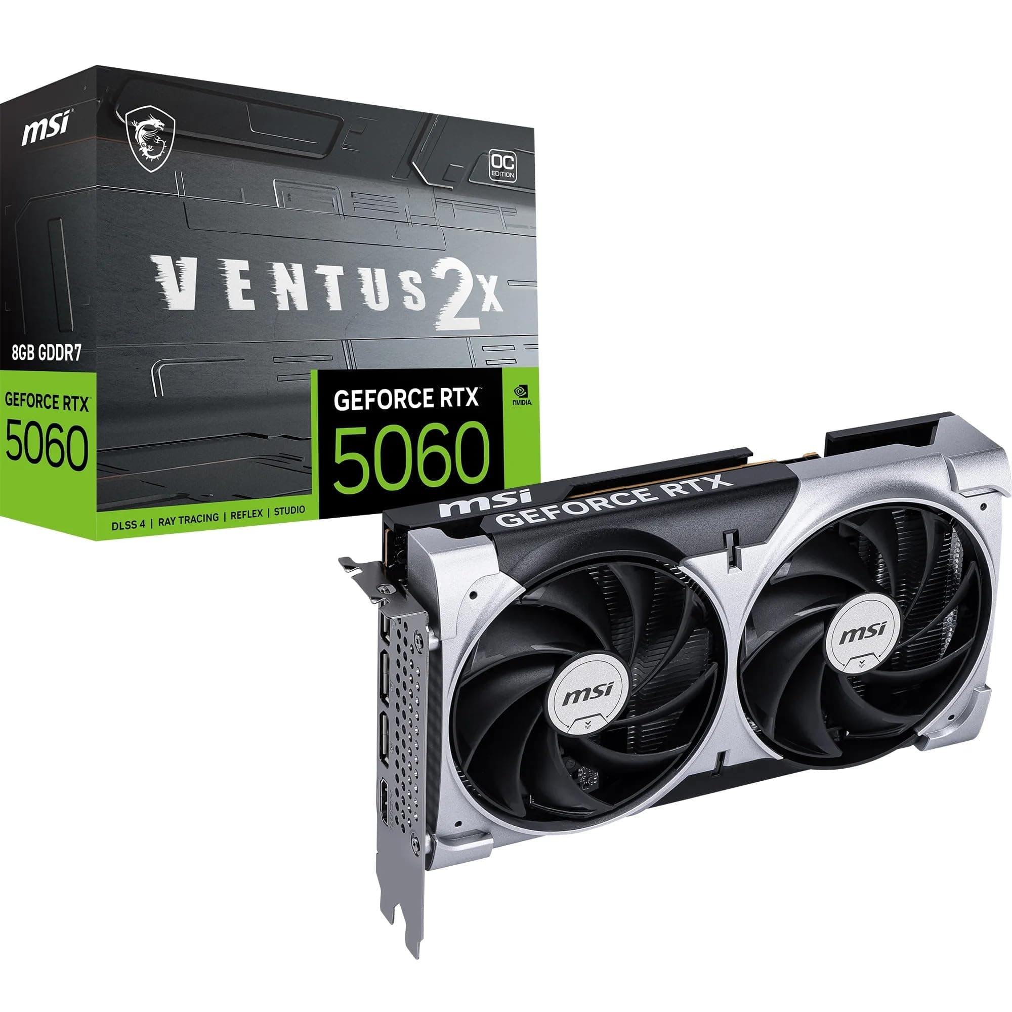 MSI GeForce RTX 5060 8G Ventus 2X OC - 8GB GDDR7 (28Gbps/128-bit), PCIe 5, Boost: 2527 Hz, HDMI 2.1b, DisplayPort 2.1b Bild 2