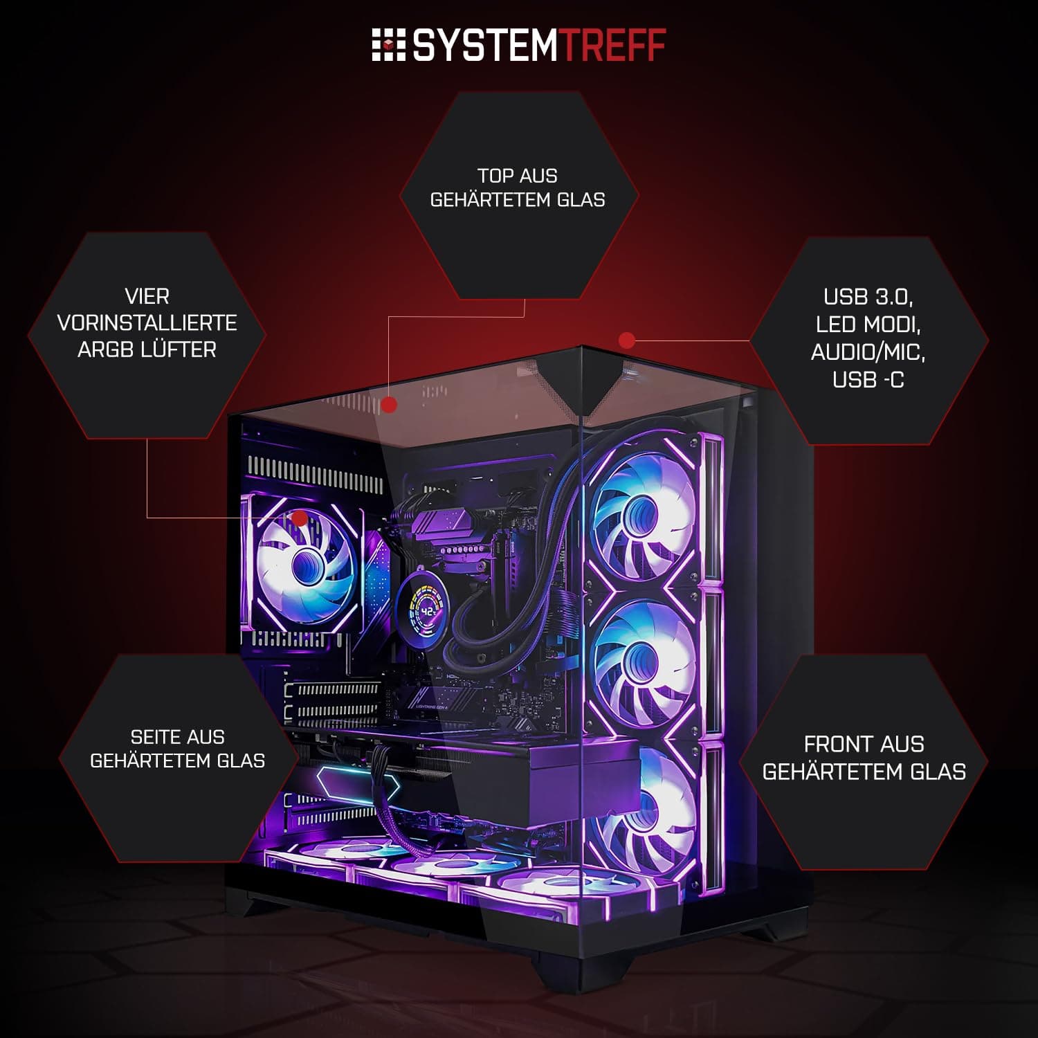 SYSTEMTREFF High-End Gaming PC Intel Core i9-14900KF 8x6GHz | Nvidia RTX 5080 16GB DX12 | 2TB M.2 NVMe | 32GB DDR5 RAM | Windows 11 | Desktop Computer Rechner für Gamer, Zocker & Streamer Bild 3