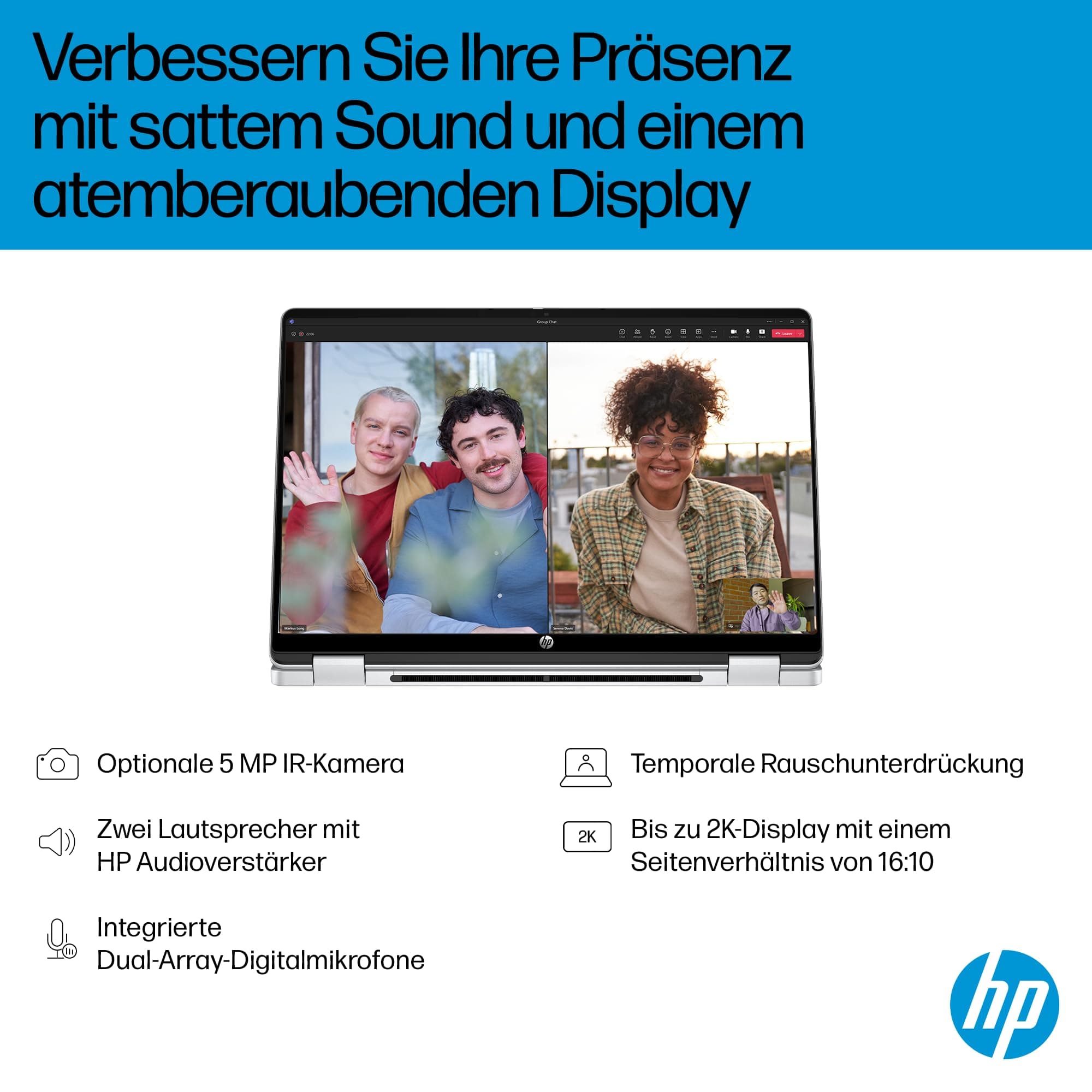 HP OmniBook 5 Flip 14-fp0254ng 2 in 1 Convertible Laptop, 14 Zoll 2K-Touchscreen (1920 x 1200), Intel Core i5-1334U, 16 GB RAM, 512 GB SSD, QWERTZ, Windows 11 Home, Silber Intel Core i5-1334U Intel Iris Xe-Grafikkarte Bild 5