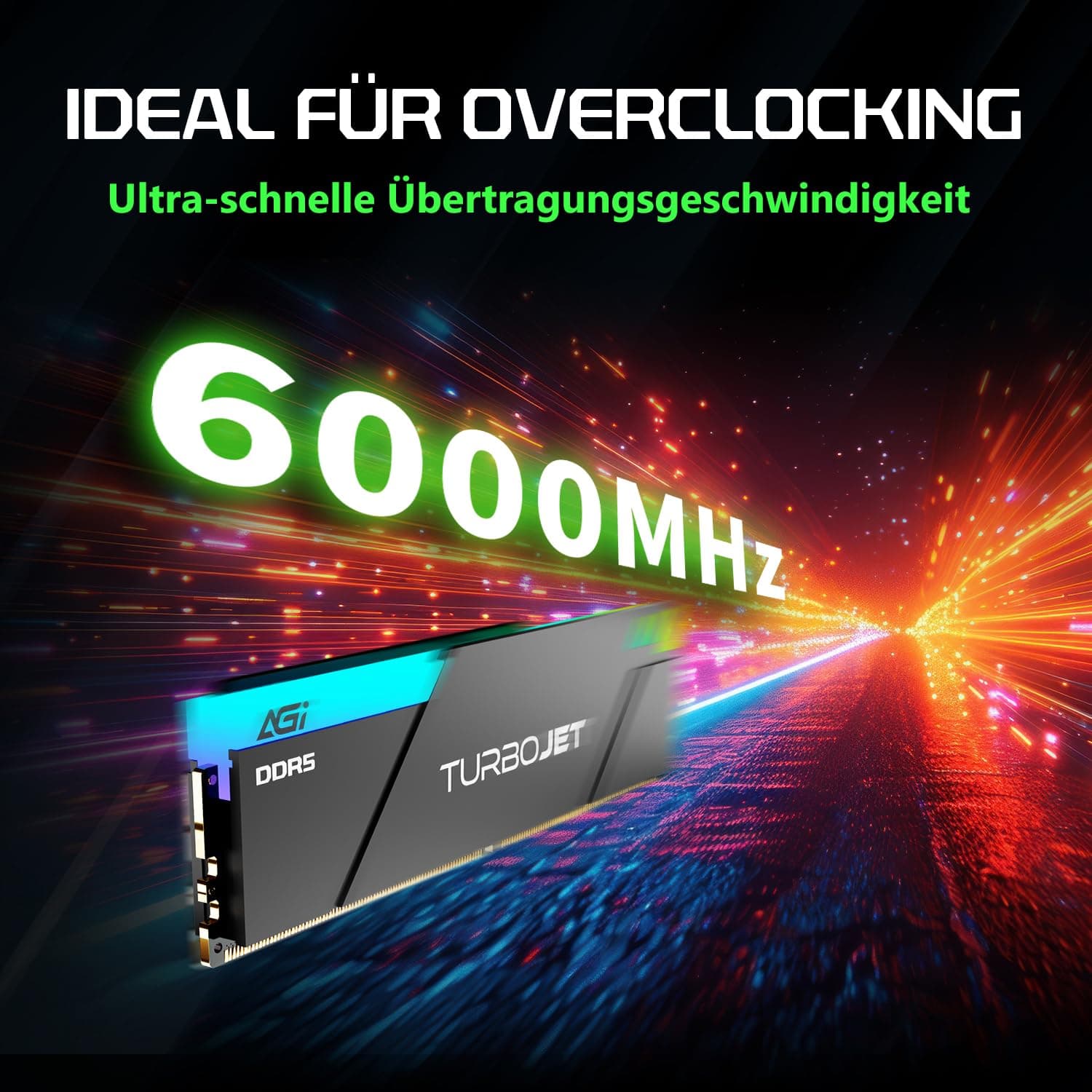 AGI UD858 TURBOJET RGB DDR5 32GB (2x16GB) DDR5 6000MHz CL30, 288-Pin UDIMM PC-Speicher RAM, kompatibel mit AMD EXPO und Intel XMP – Schwarz Bild 5