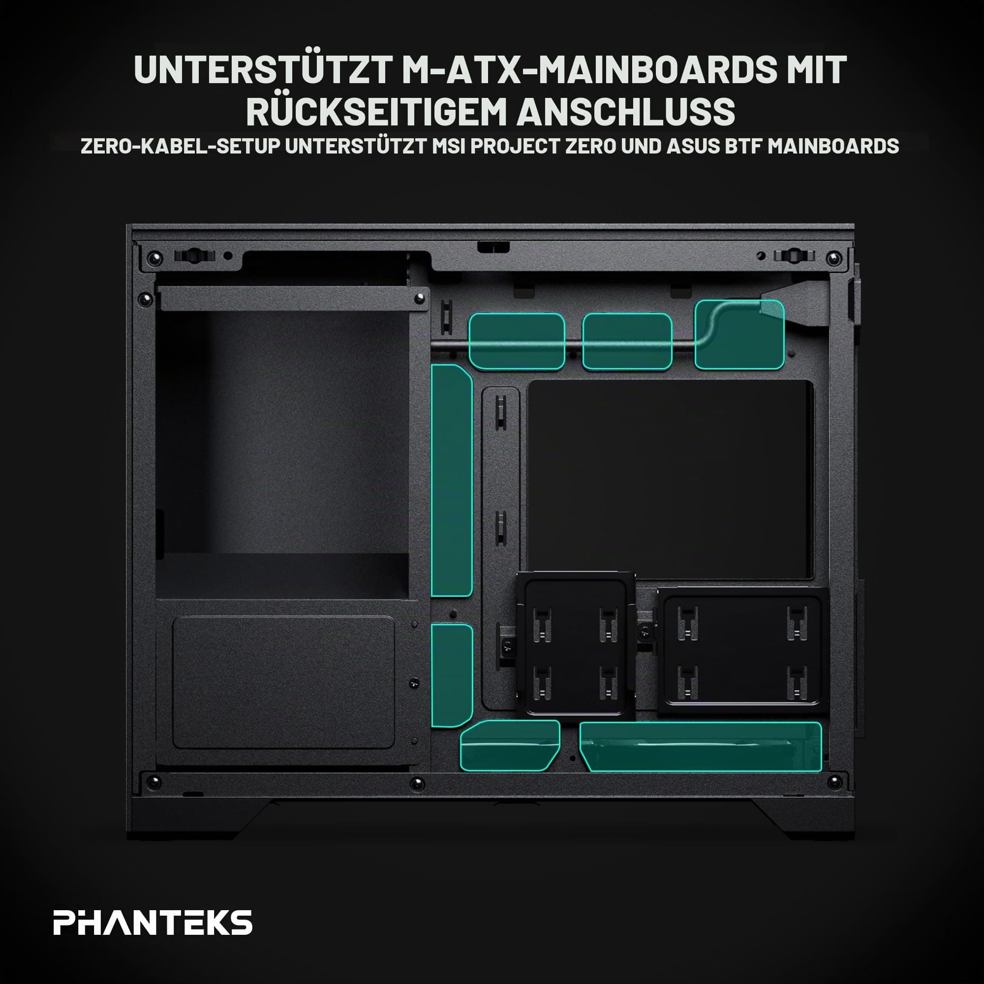 Phanteks XT V3 Mini-Tower PC-Gehäuse Schwarz – Kompaktes Micro-ATX Case mit Tempered Glass, Unterstützung für 360mm Radiator & 430mm Grafikkarten – mit 3X 120mm RGB Lüftern Bild 7