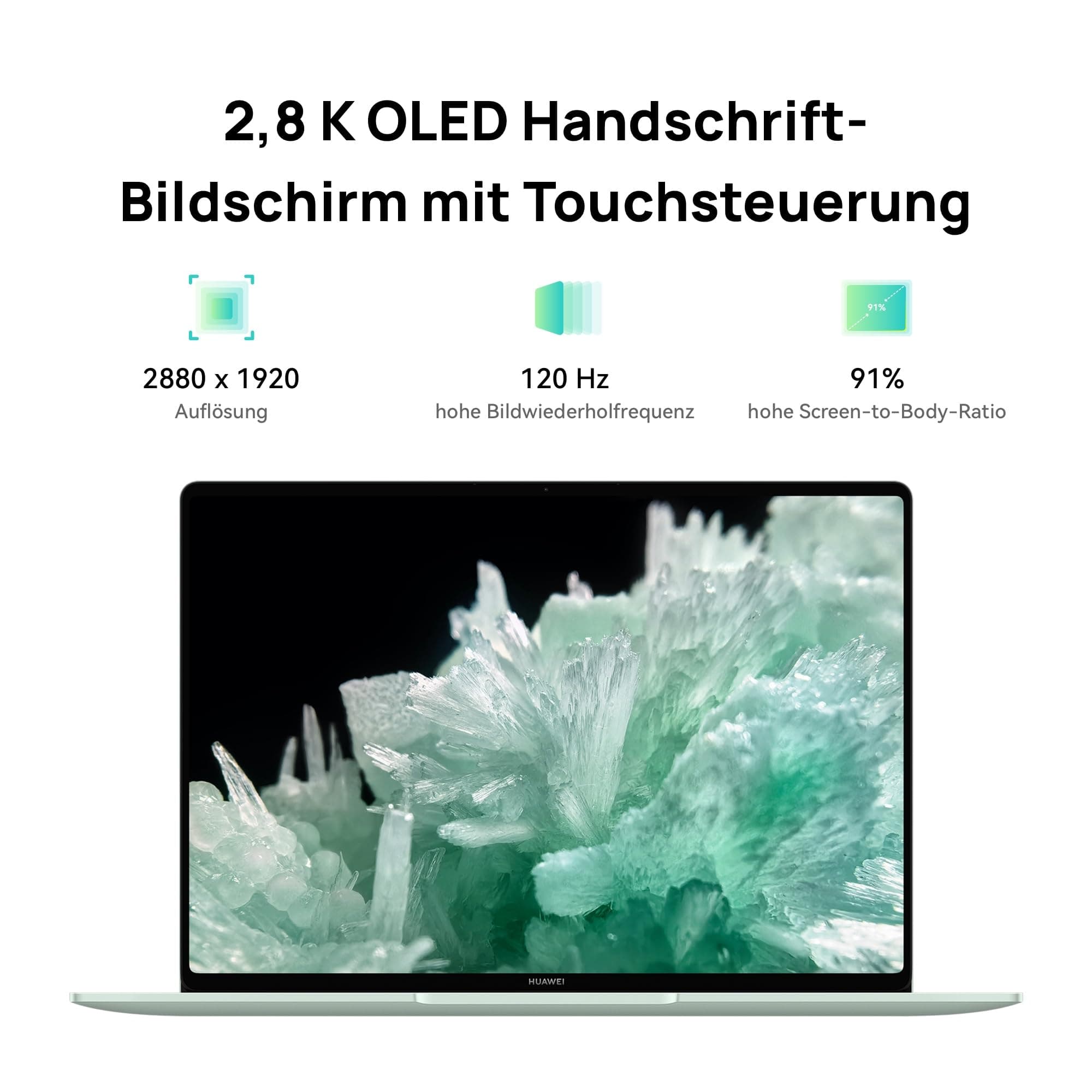 HUAWEI MateBook 14 Laptop, 14.2" 2,8 K OLED Handschrift-Bildschirm mit Touchsteuerung, Ultraschlankes Design, Intel Core Ultra 7 Processors, 16GB+1TB, 19-Hour Continuous Video Playback, Grün Intel Core Ultra 7 16 GB+1 TB Bild 3