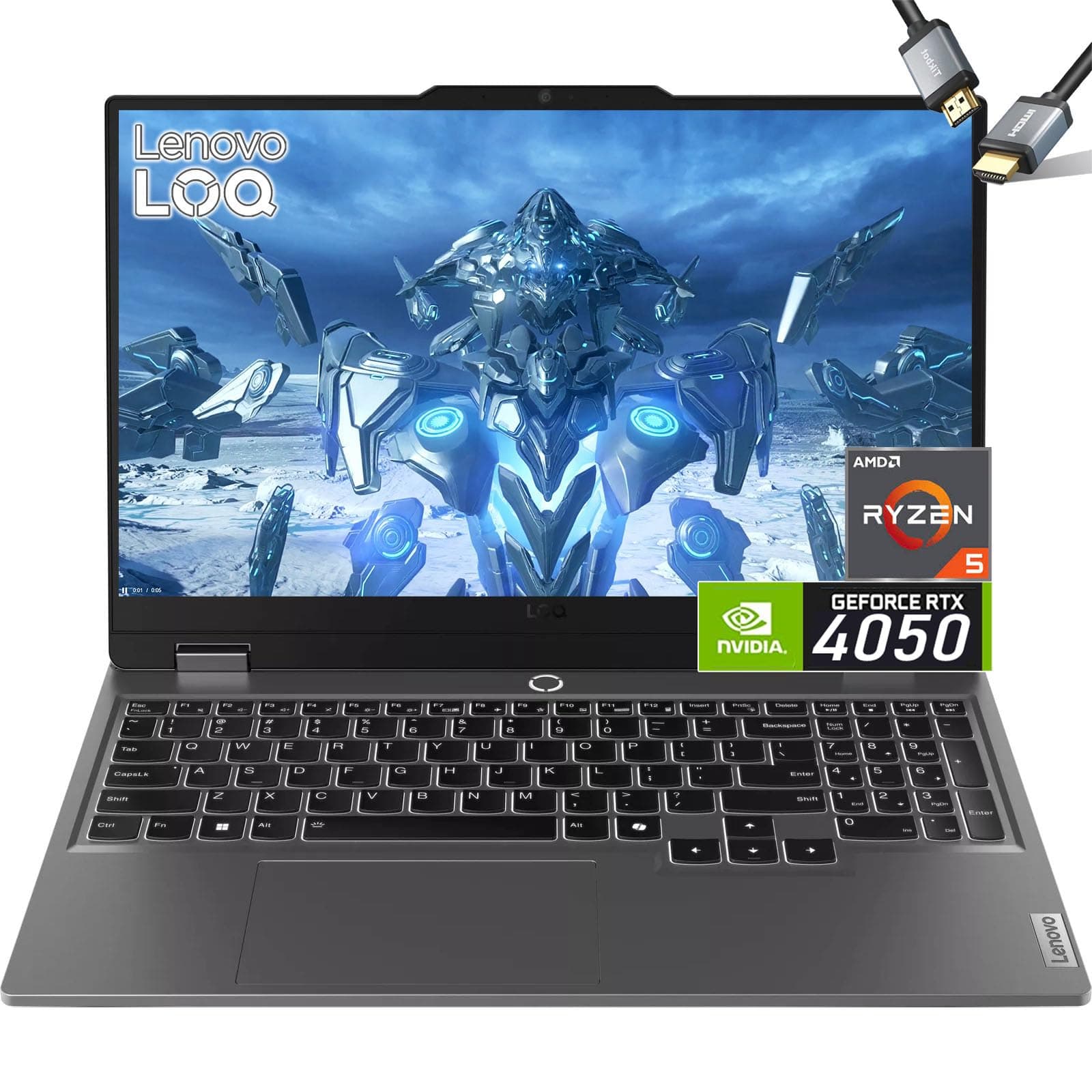 Lenovo LOQ 15 Gaming Laptop - RTX 4050 - AMD Ryzen 5 7235HS - 15.6 FHD IPS Display G-SYNC - 32GB DDR5 RAM -1TB PCIe SSD - Windows11 - Tastatur mit Hintergrundbeleuchtung - USB C - Computadora Gamer PC 32 GB DDR5 RAM| 1 TB PCIe SSD