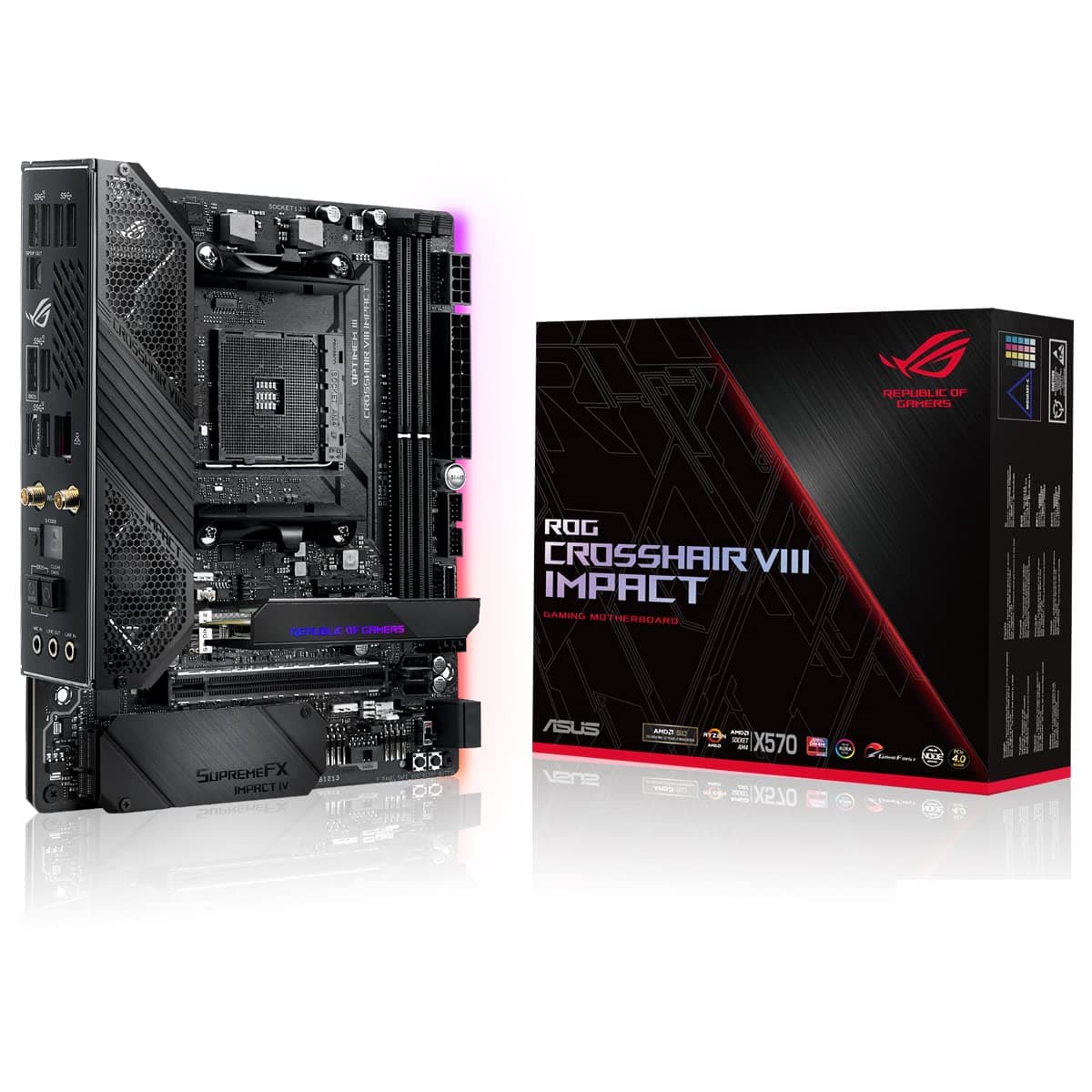 ASUS ROG Crosshair VIII Impact Gaming Mainboard (AMD AM4 Sockel, Mini-DTX-Formfaktor, SO-DIMM.2, Wi-Fi 6, PCIe 4.0, Aura Sync, USB 3.2 Gen2) Bild 2