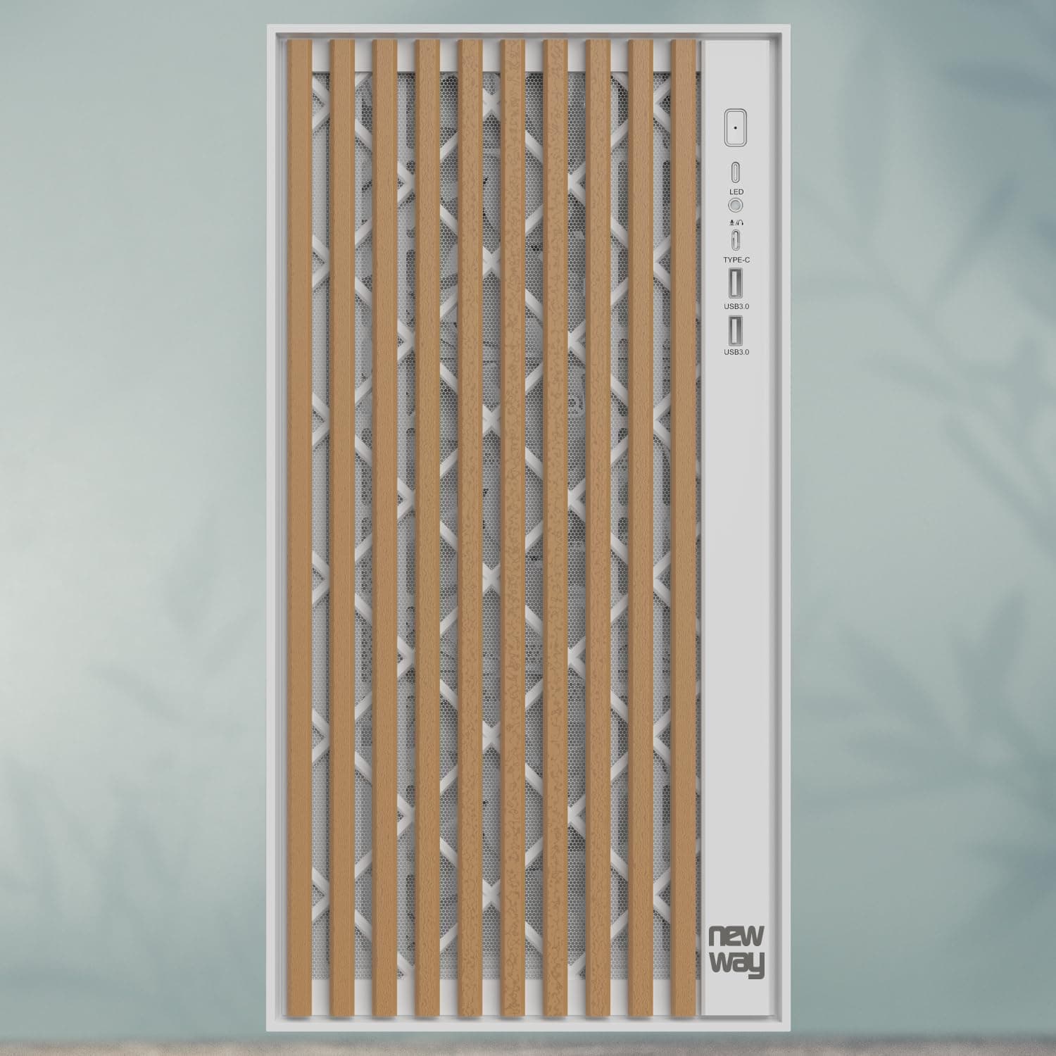 NEWWAY - NW1 PC-Gehäuse aus Holz - Mittlere Tower kompatibel mit ATX/Micro-ATX/ITX – Typ C USB – Lüfter inklusive 3 x 140 mm PWM – Seitenpanel aus gehärtetem Glas (weiß) Bild 3