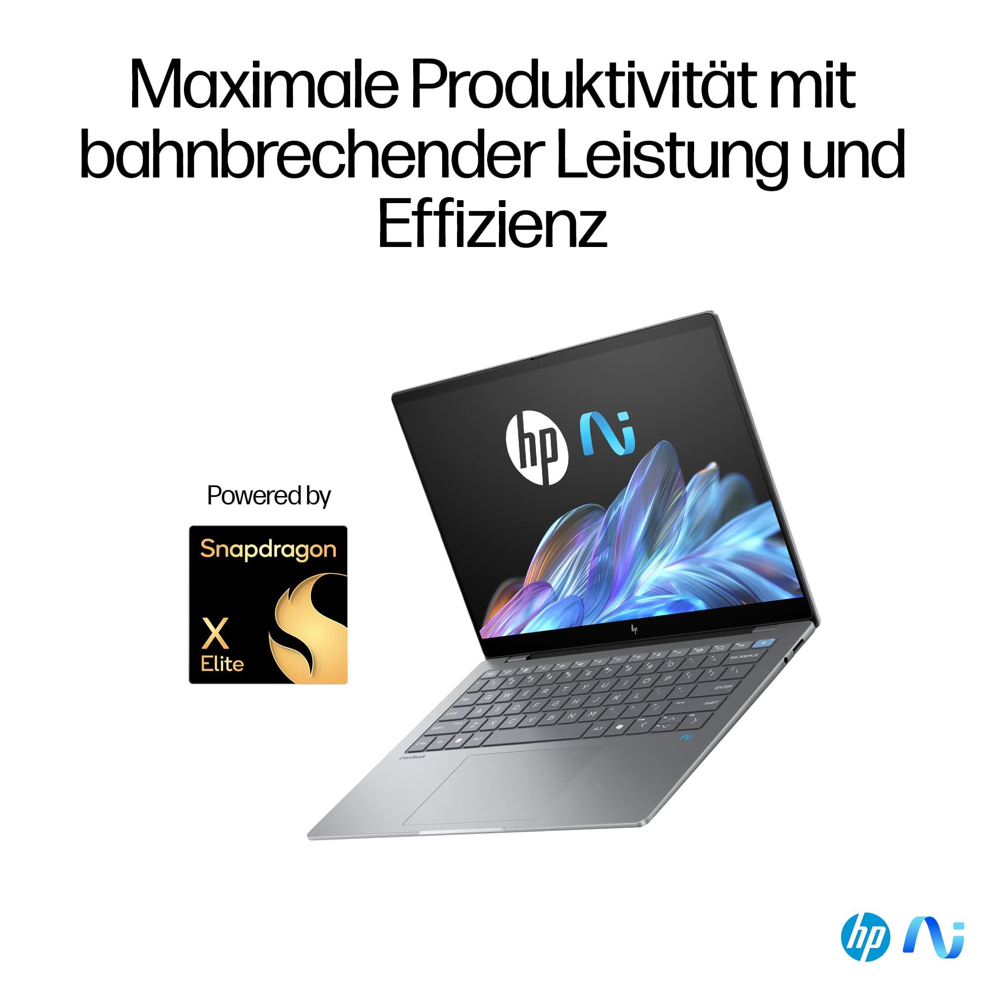 HP OmniBook X Next Gen AI Laptop | Qualcomm Snapdragon X Elite X1E-78-100 (12C) mit dedizierte NPU für KI | 45 NPU Tops | Copilot+ PC | 14" 2,2K Touchscreen | 16 GB RAM | 1TB SSD | Win11 | Silber QC Snapdragon X1E-78-100 Bild 6
