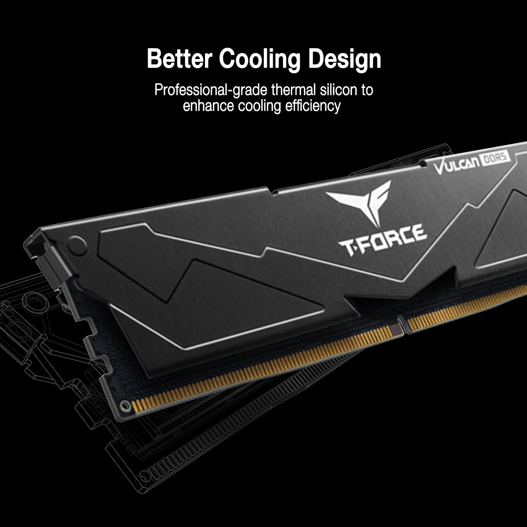 TEAMGROUP T-Force FLBD564G6000HC38JDC01 Vulcan DDR5 64GB (2x32GB) 6000MHz (PC5-48000) CL38 Intel XMP 3.0 & AMD Expo kompatibles Desktop-Speichermodul RAM Schwarz 64GB(32GBx2) DDR5 6000MHz 38-46-46-84 Schwarz Bild 7