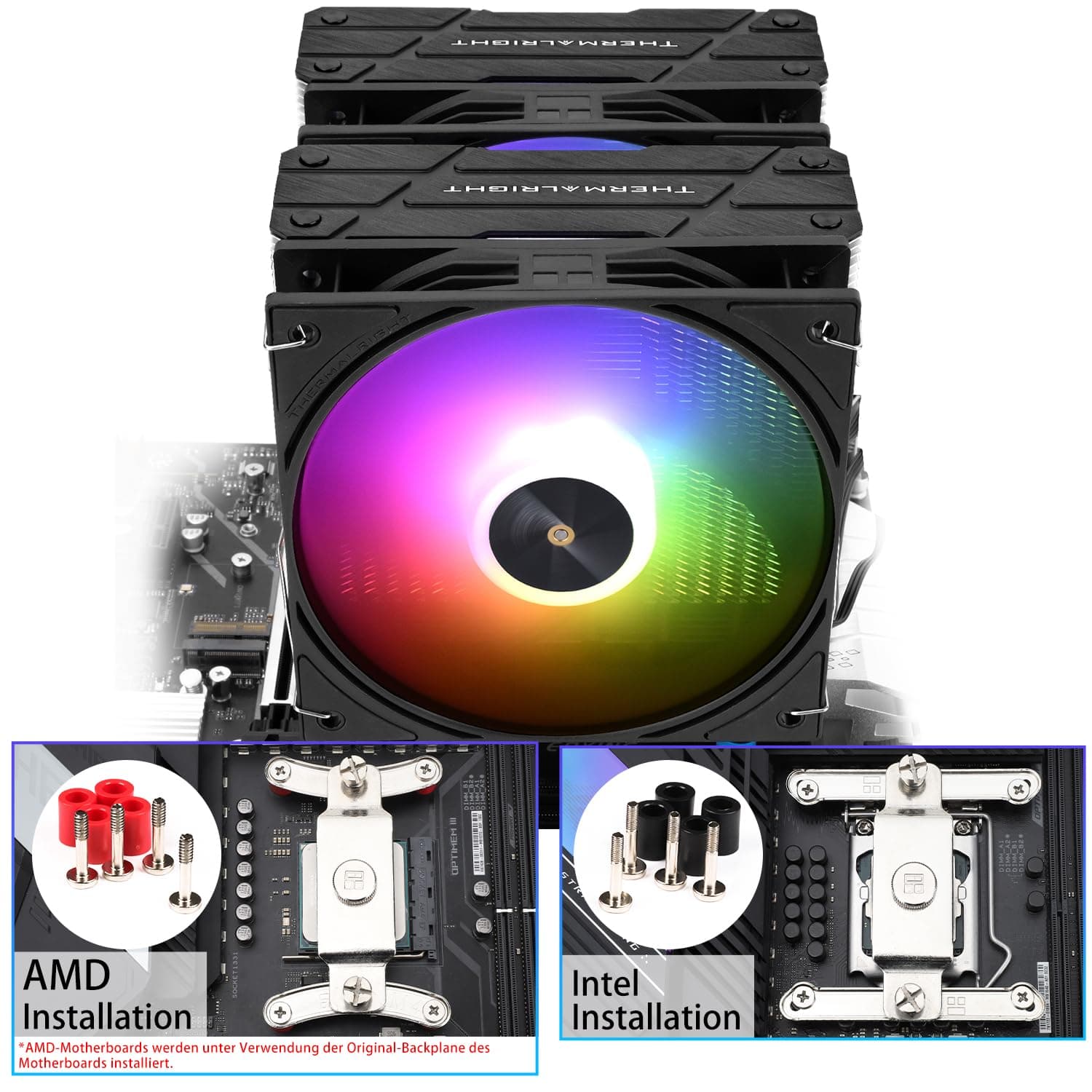 TR-Thermalright Peerless Assassin 120 ARGB Black V3 CPU-Kühler,Doppel-Tower mit 6 Heatpipes Kommt mit schwarzer Top-Abdeckung, zwei 120mm PWM-Lüftern-2000U/min, für AM5/AM4, LGA1851/1700/115x/1200 Bild 7